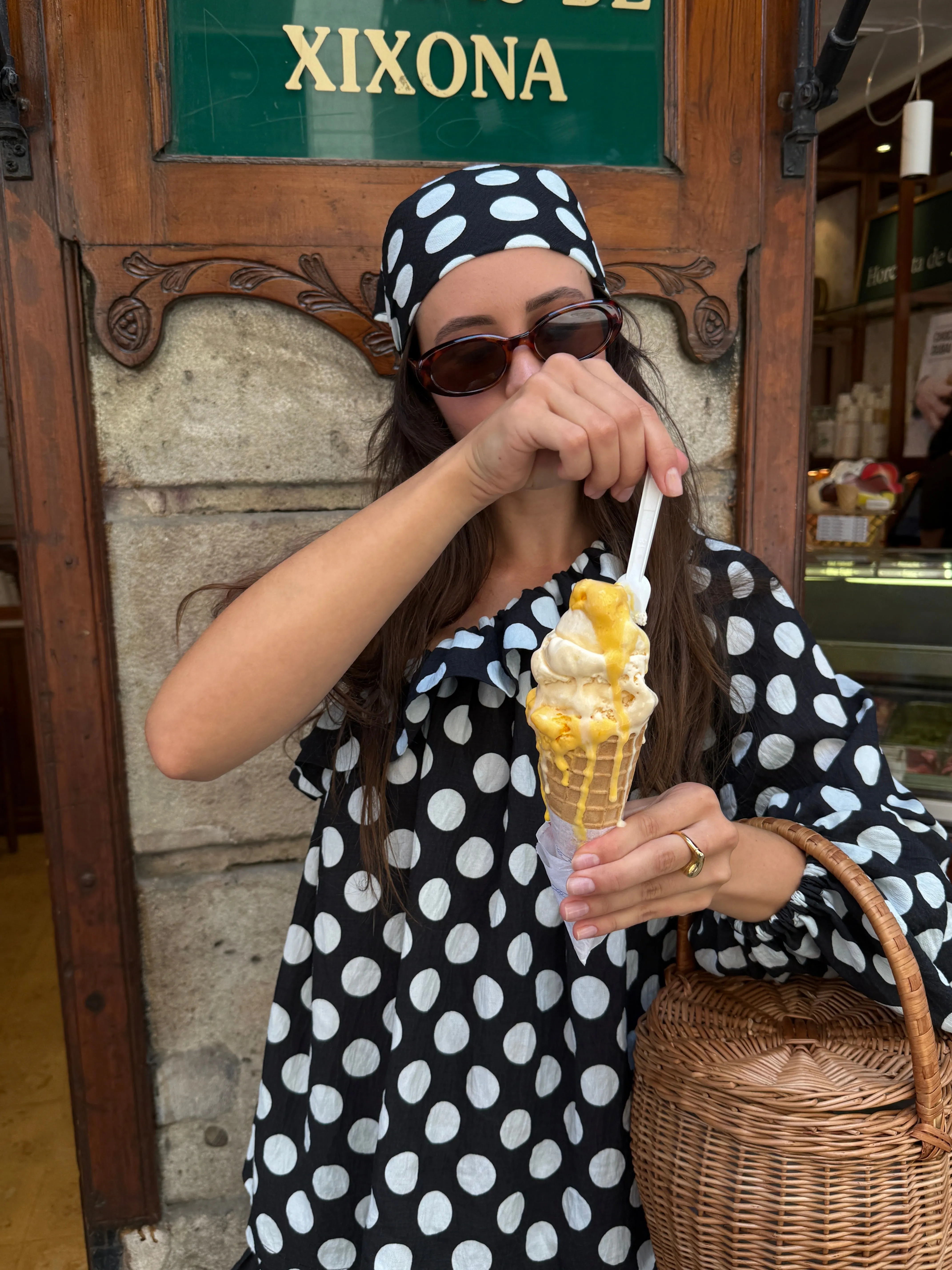 Gaia Soft Viscose Top in Black Polka Dot sold by Sleeper product image thumbnail 2