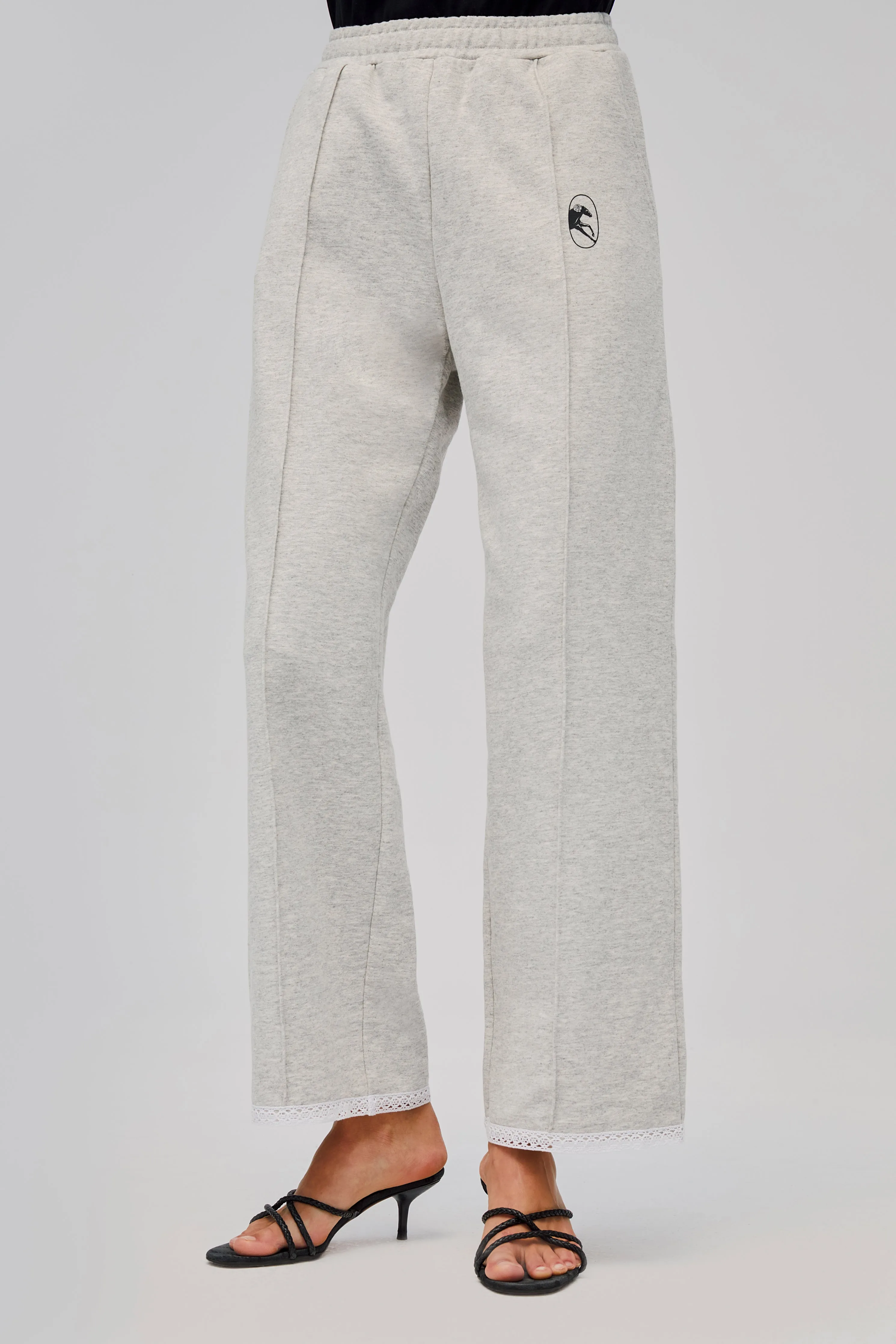 Relaxed Stretch-cotton Jersey Pants with Lace in Grey sold by Sleeper product image thumbnail 2