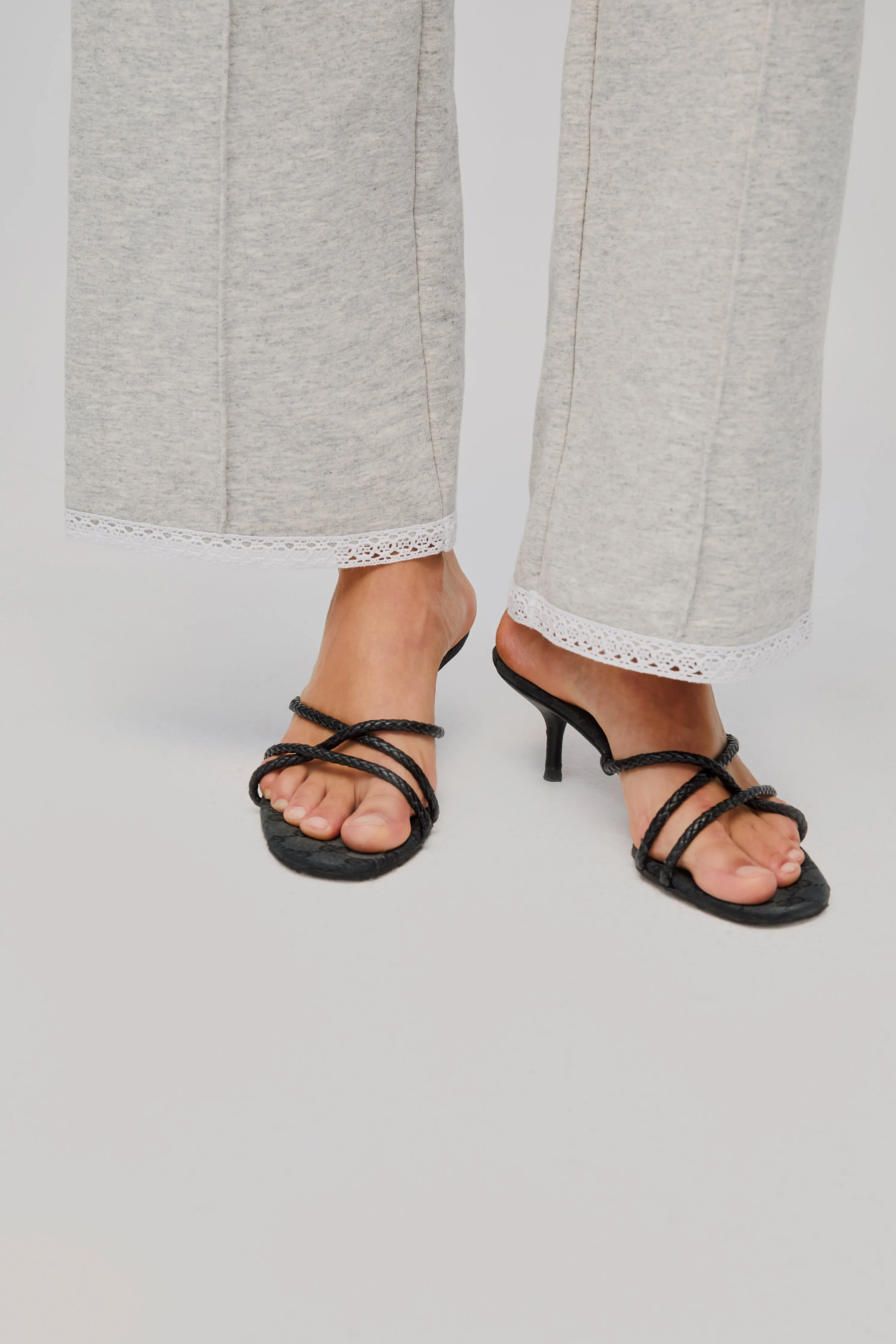 Relaxed Stretch-cotton Jersey Pants with Lace in Grey sold by Sleeper product image thumbnail 3