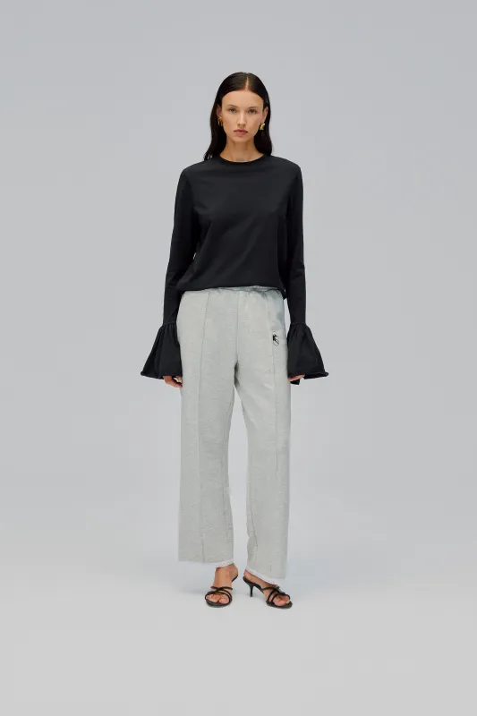 Relaxed Stretch-cotton Jersey Pants with Lace in Grey sold by Sleeper