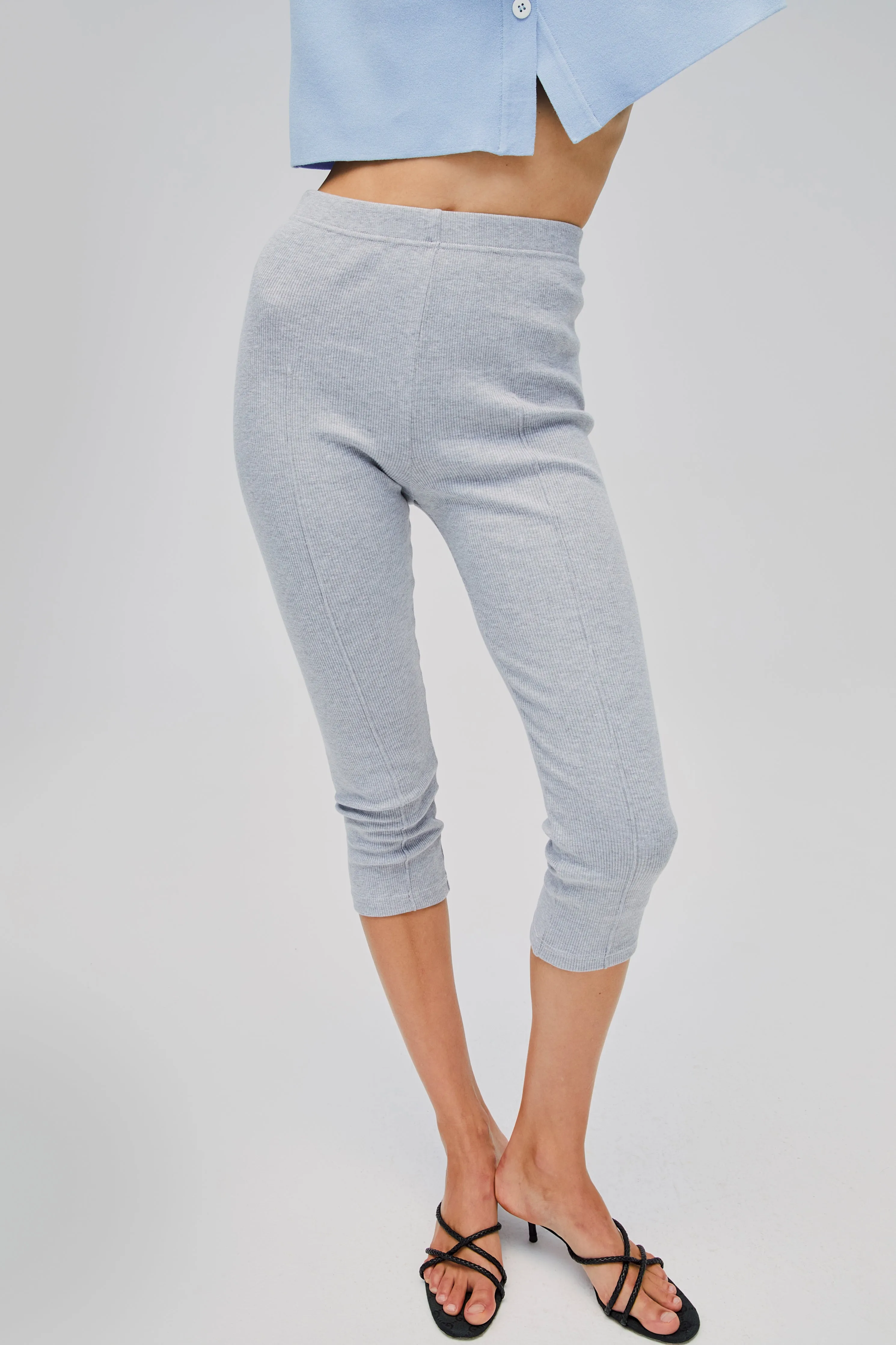 Capri Stretch-cotton Jersey Legging in Grey sold by Sleeper product image thumbnail 4