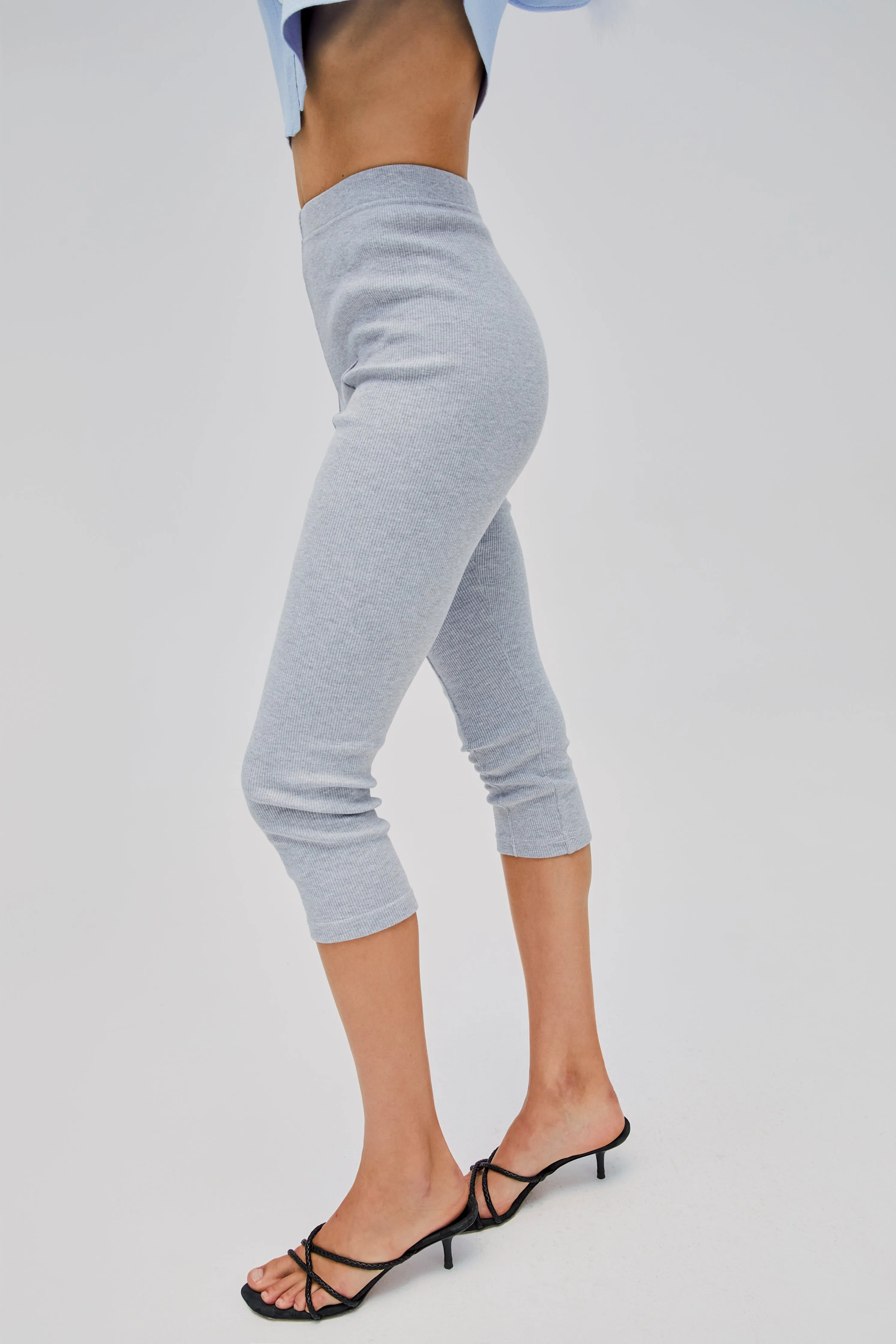 Capri Stretch-cotton Jersey Legging in Grey sold by Sleeper product image thumbnail 5