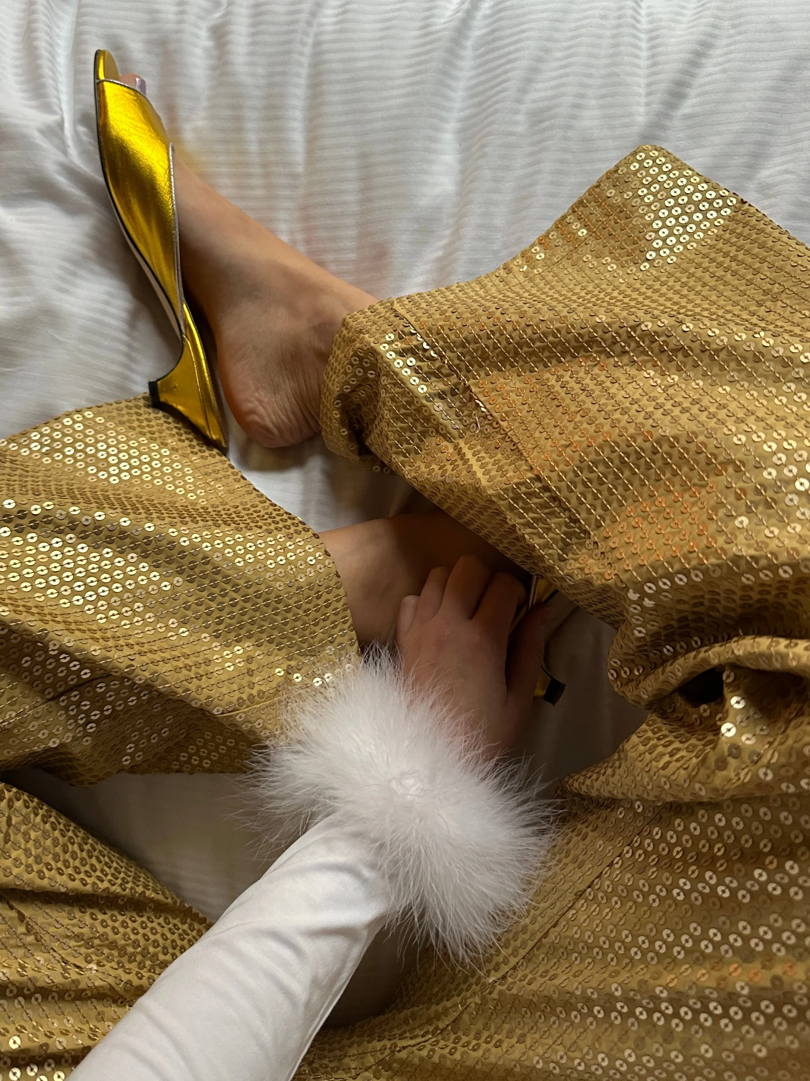 Long Sleeve Stretch-cotton Jersey T-Shirt with Detachable Feathers in White sold by Sleeper product image thumbnail 5