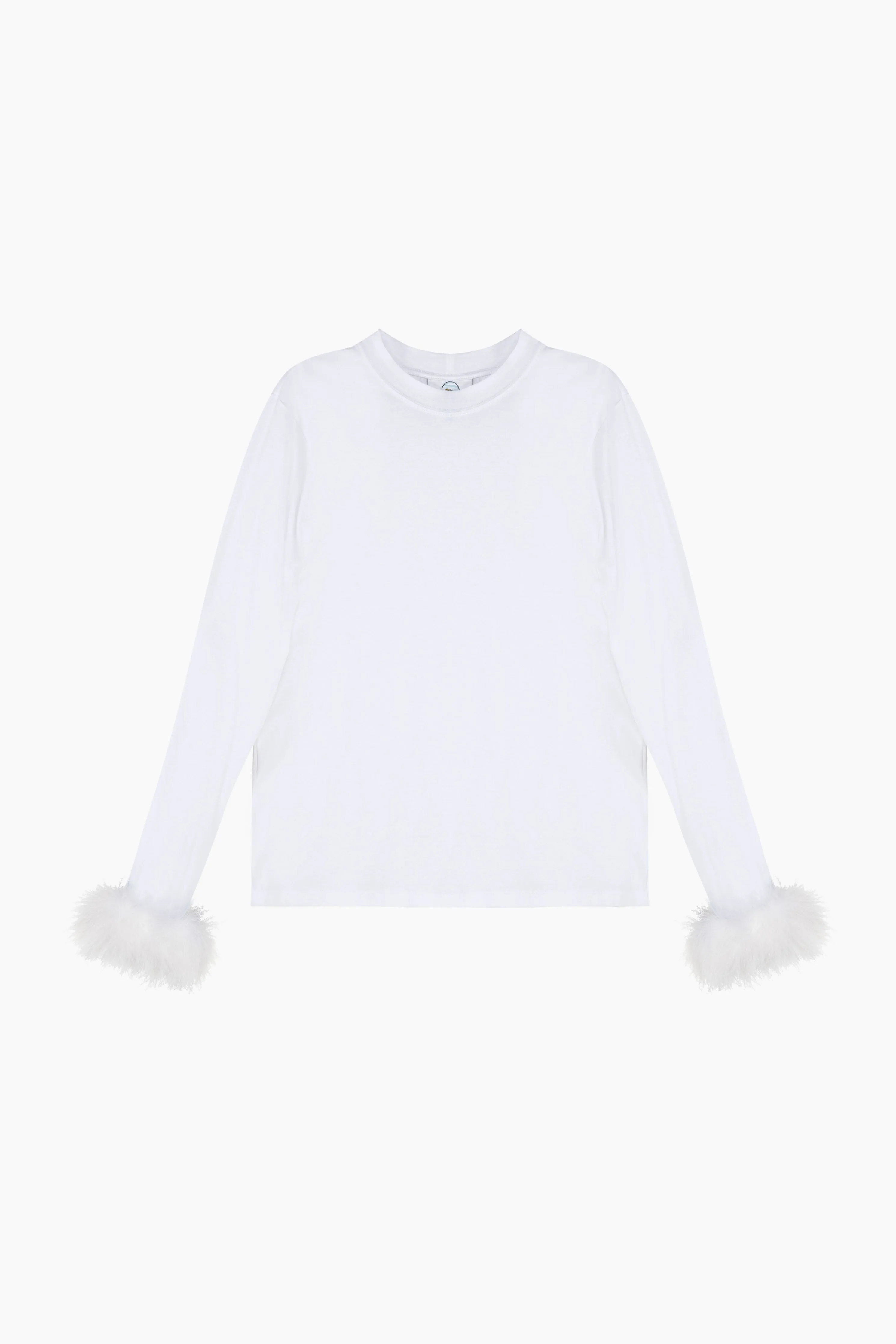 Long Sleeve Stretch-cotton Jersey T-Shirt with Detachable Feathers in White sold by Sleeper product image thumbnail 4