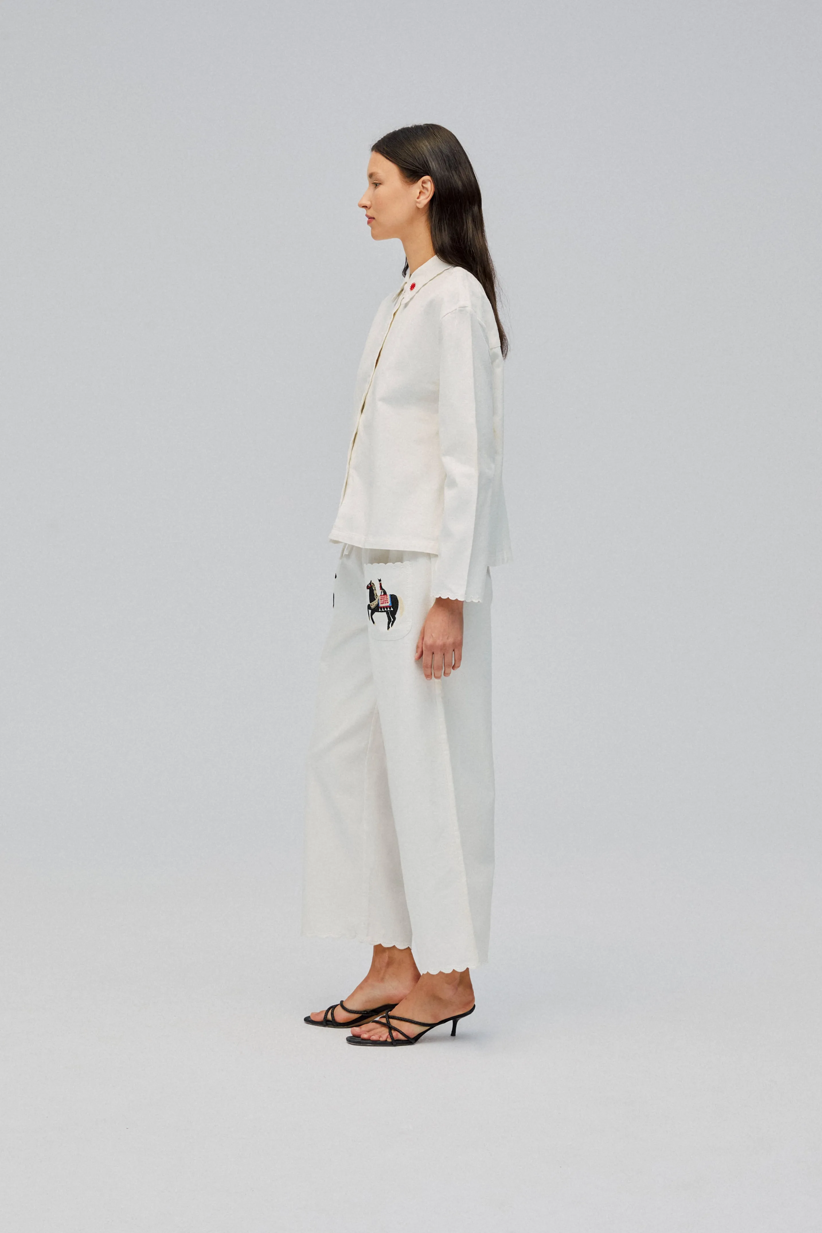 Kotyk Embroidered Cotton Pants in Off-white sold by Sleeper product image thumbnail 5