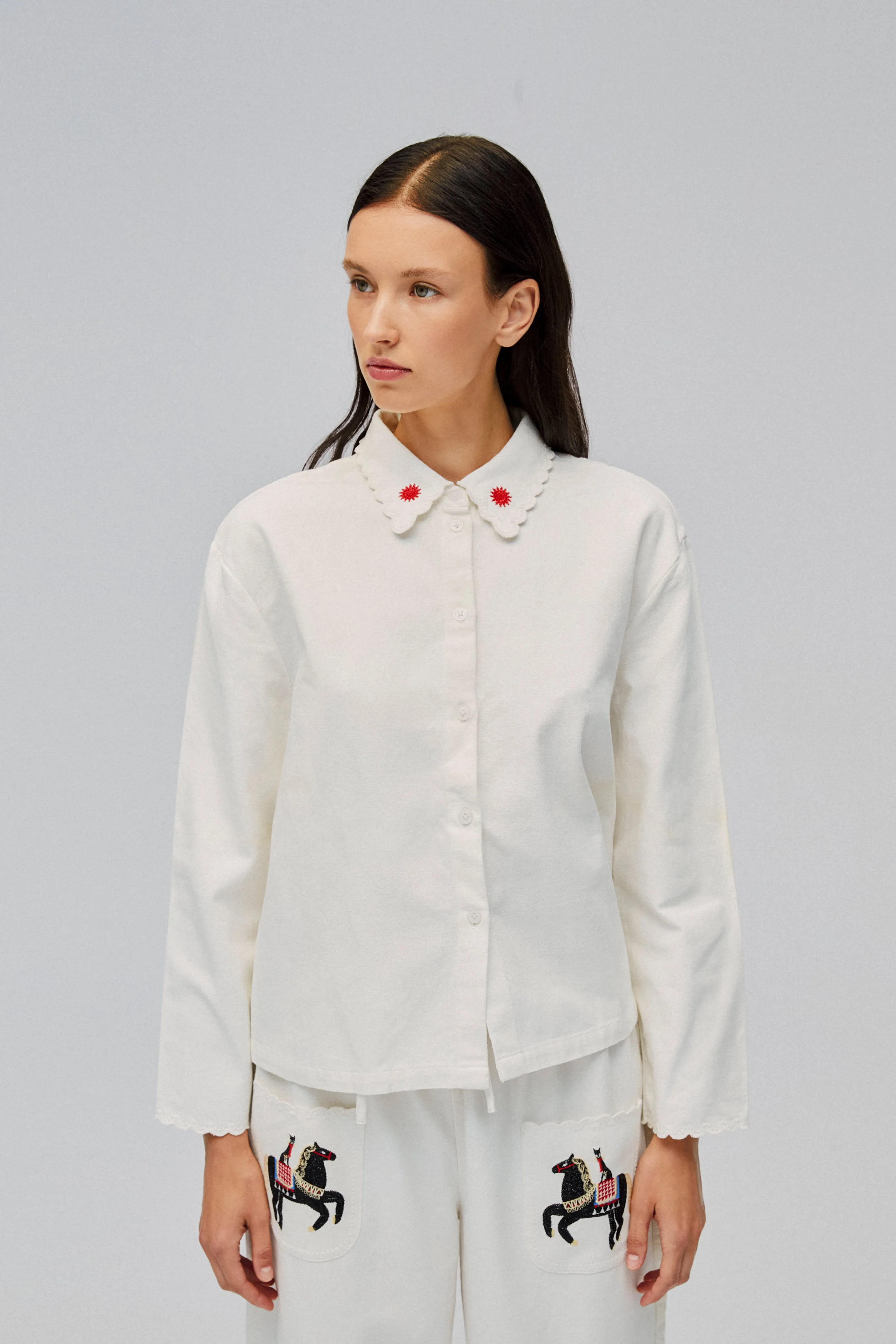 Kotyk Embroidered Cotton Blouse in Off-white sold by Sleeper product image thumbnail 4