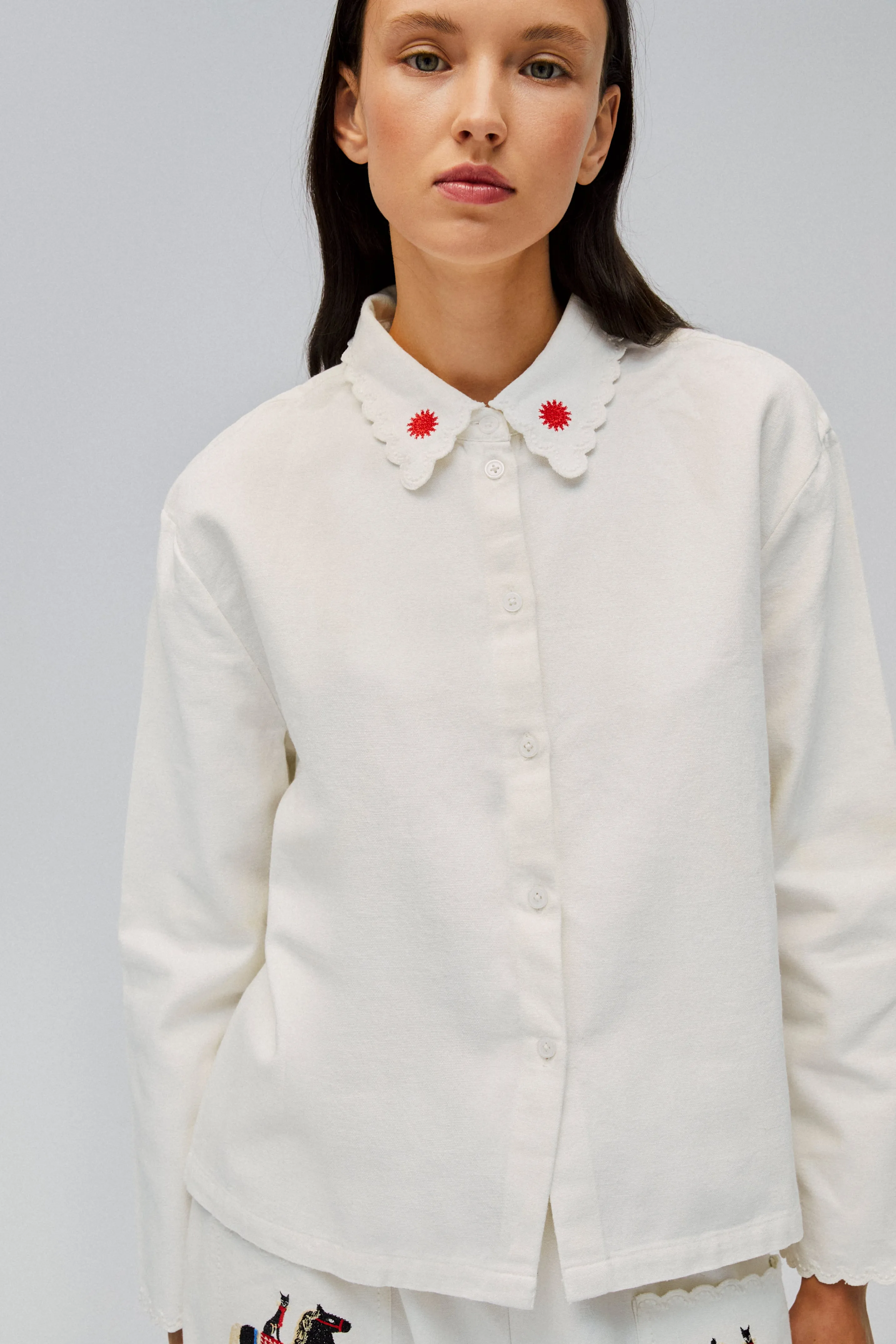 Kotyk Embroidered Cotton Blouse in Off-white sold by Sleeper