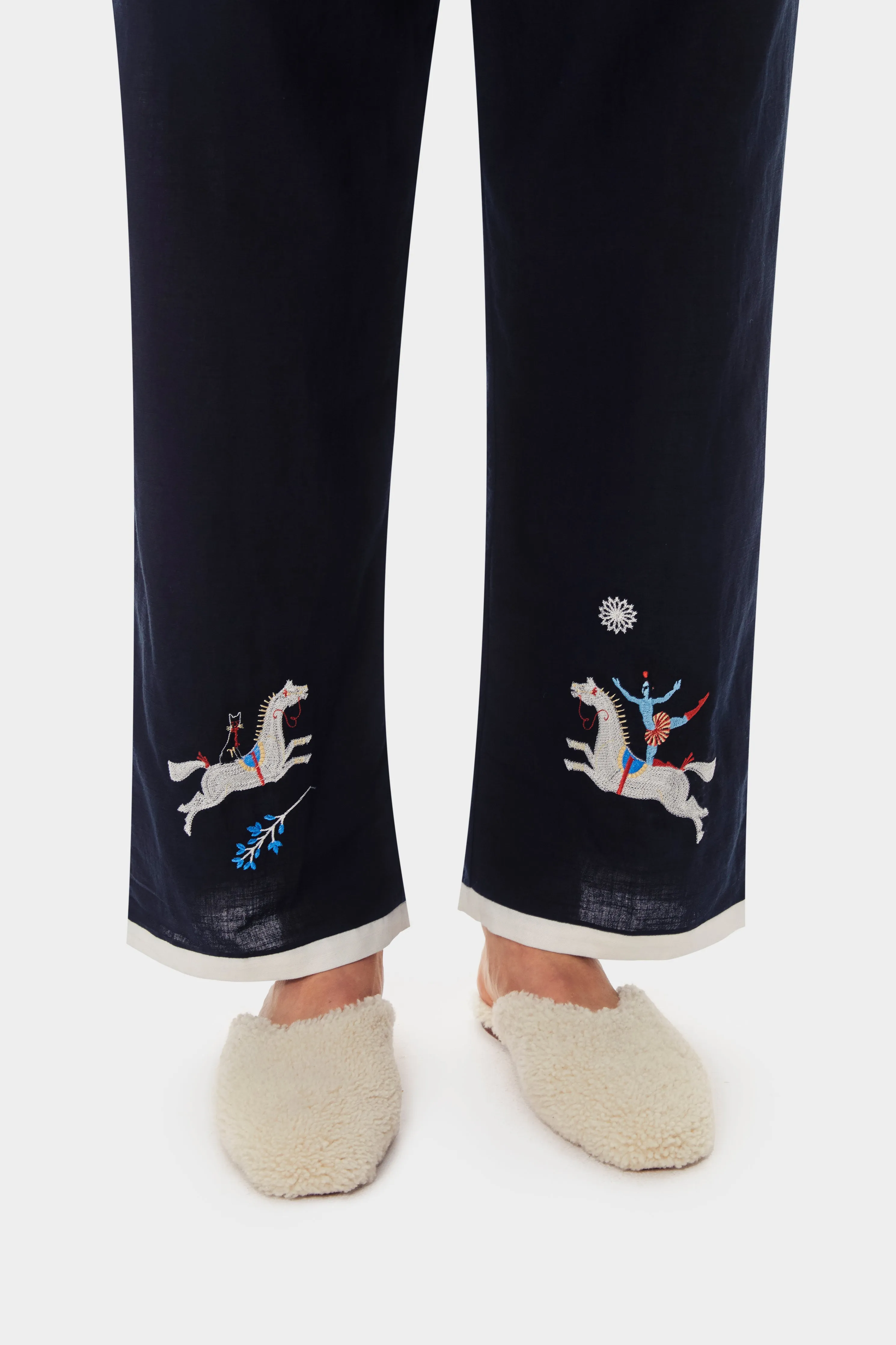 Kotyk Embroidered Cotton-poplin Pants in Navy sold by Sleeper product image thumbnail 2