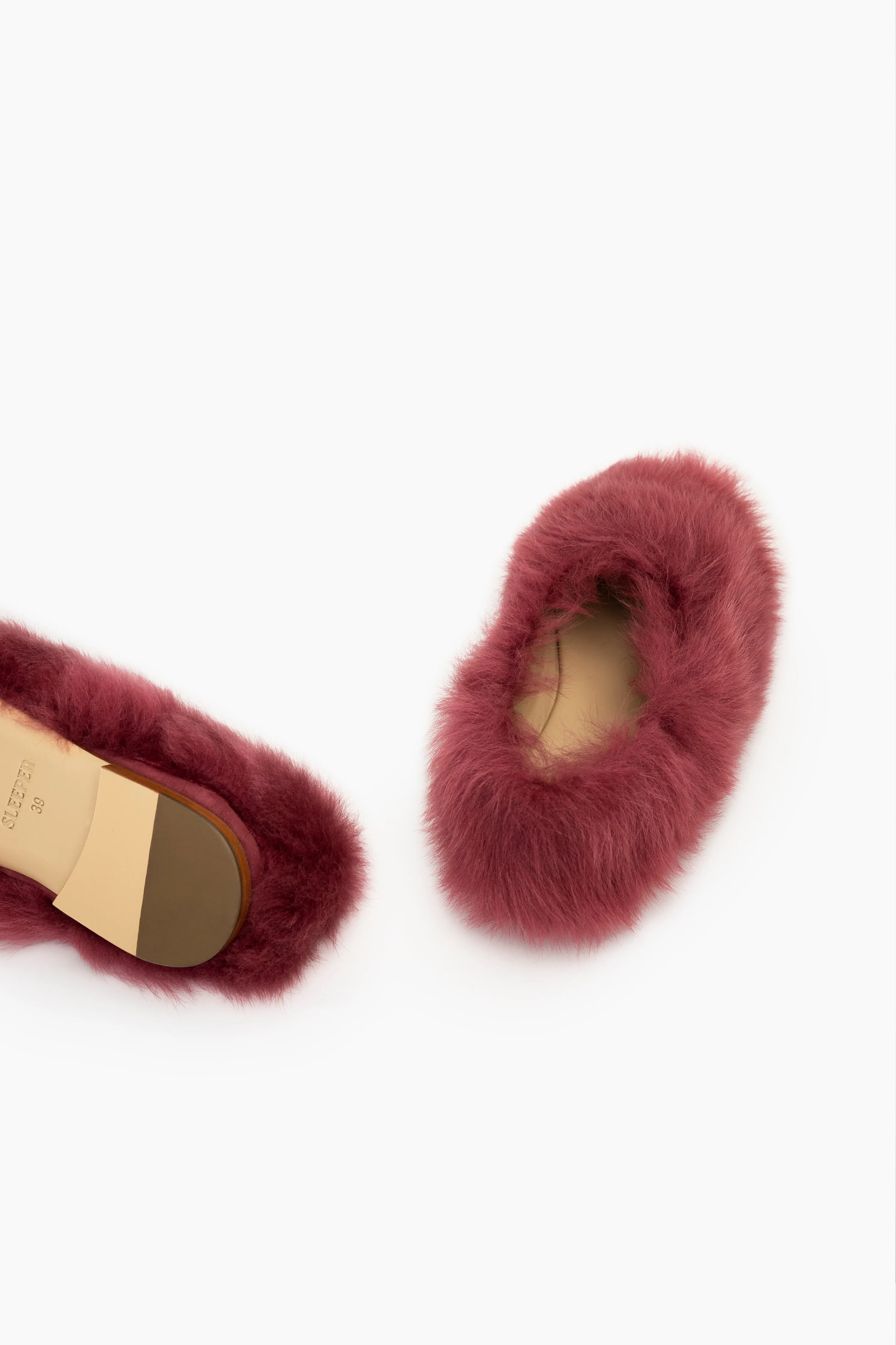 Kiwi Kiwi Shearling Ballet Flats in Burgundy sold by Sleeper product image thumbnail 4