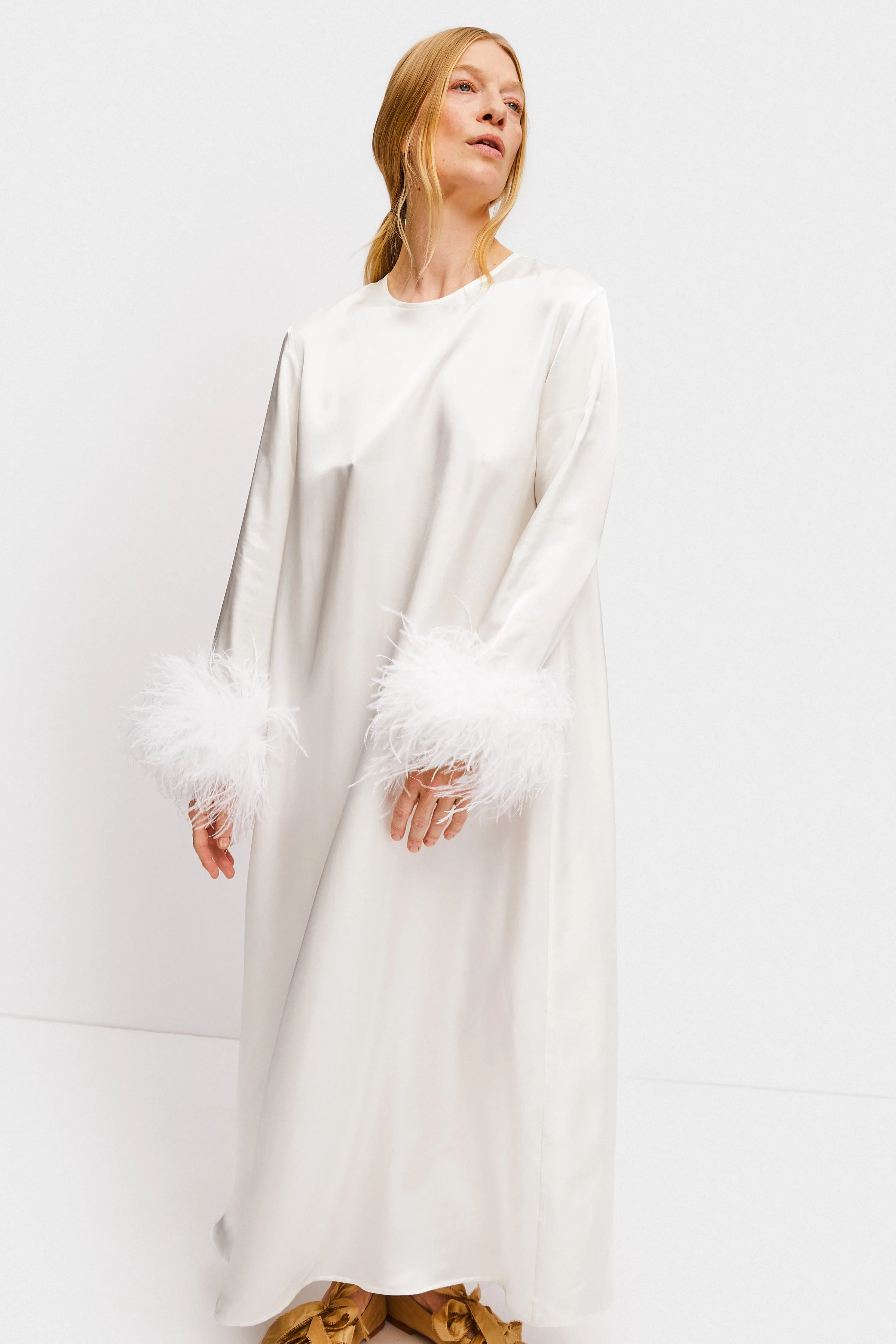 Suzi Maxi Dress With Detachable Feathers in White sold by Sleeper product image thumbnail 5