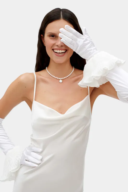Zephyr Ruffle Gloves in White sold by Sleeper