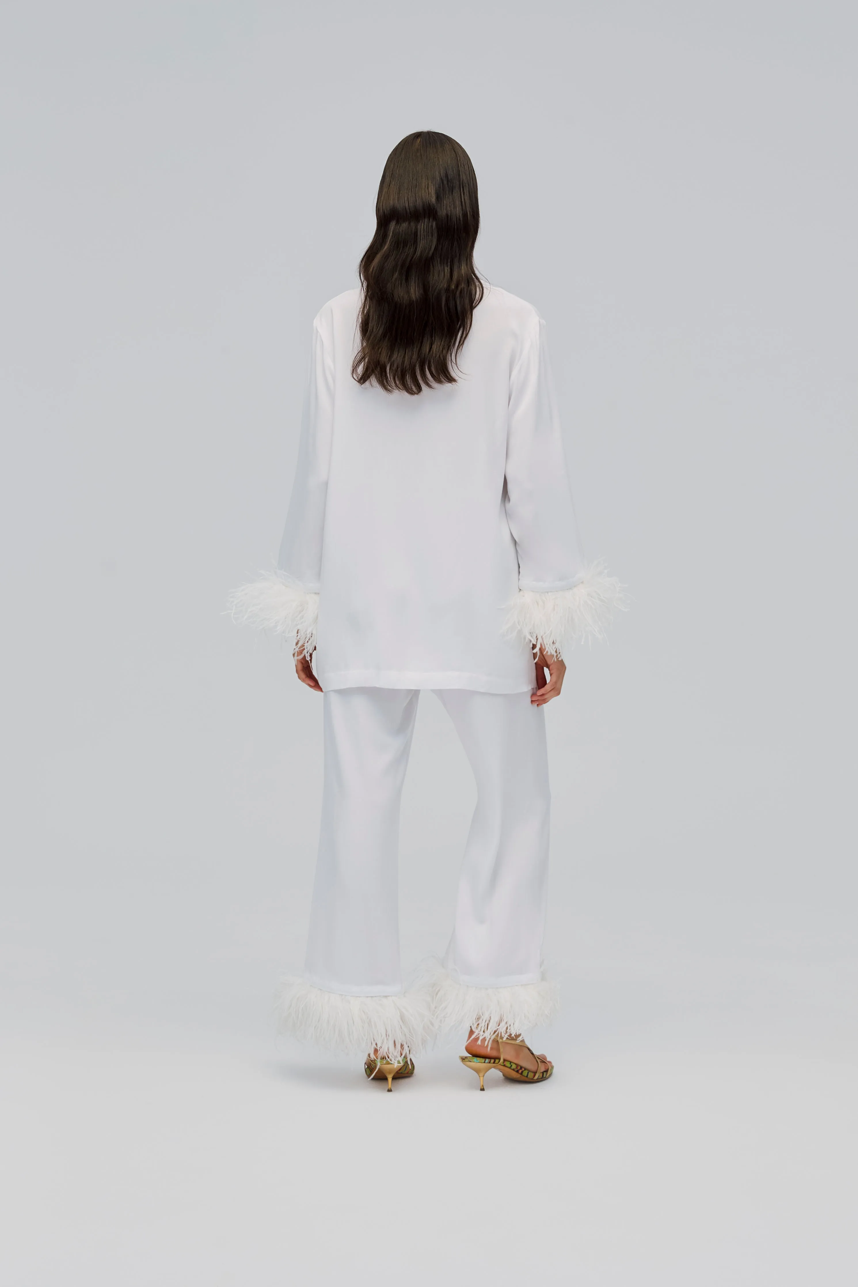 Party Pajamas Set with Detachable Feathers in White sold by Sleeper product image thumbnail 5