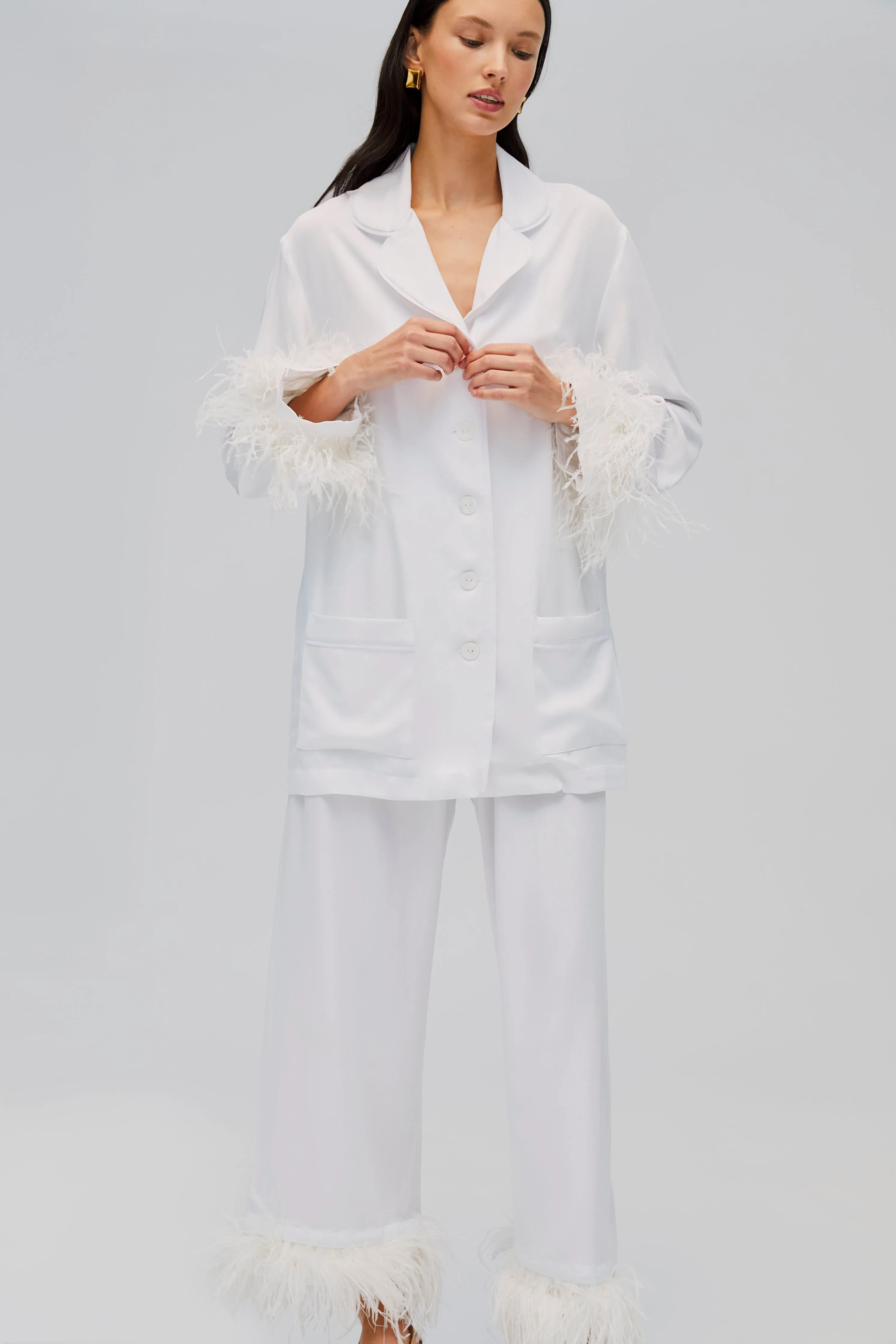 Party Pajamas Set with Detachable Feathers in White sold by Sleeper product image thumbnail 4