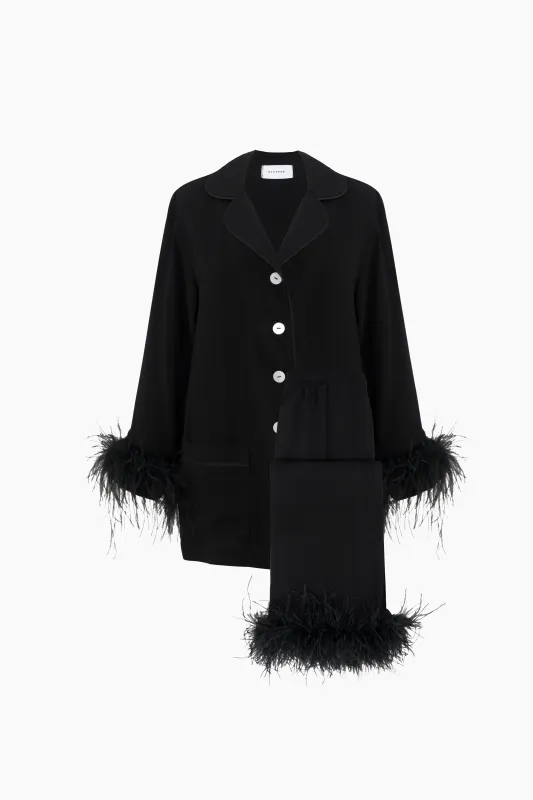 Party Pajamas Set with Detachable Feathers in Black sold by Sleeper