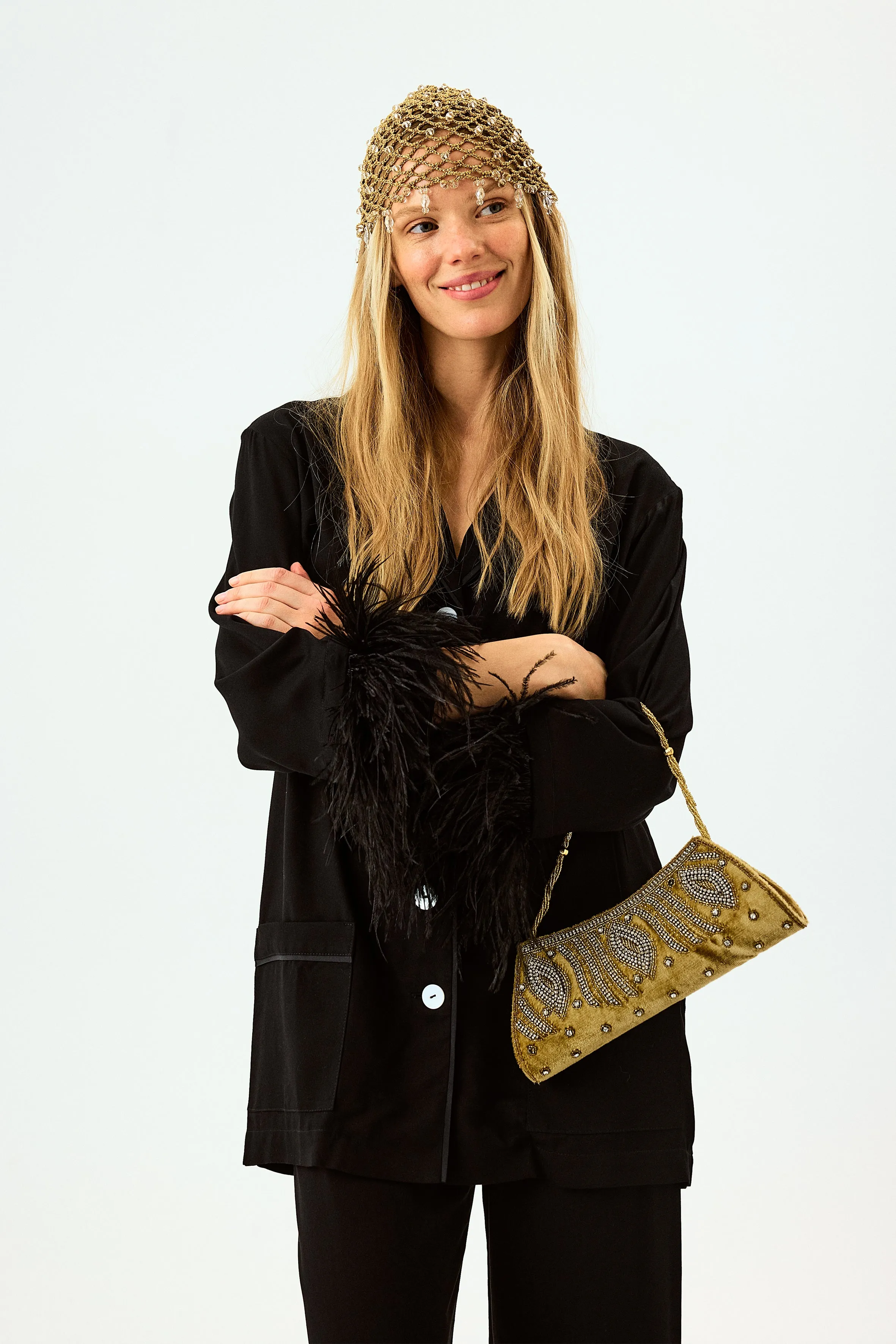 Party Pajamas Set with Detachable Feathers in Black sold by Sleeper product image thumbnail 5