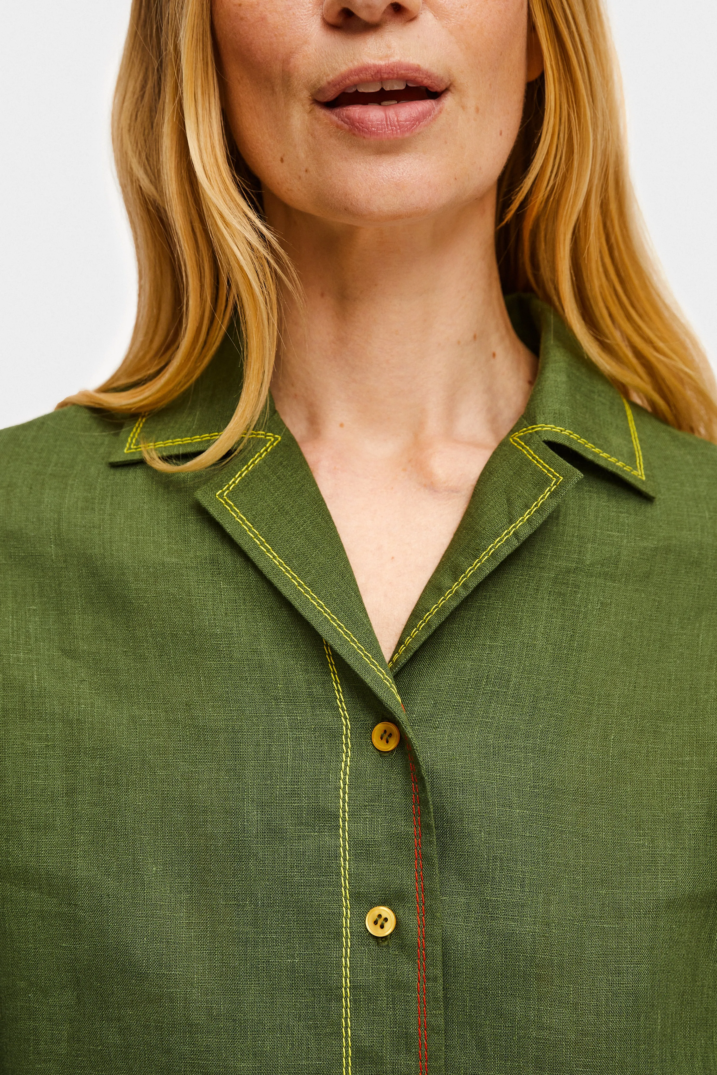 Petra Embroidered Linen Shirt in Green sold by Sleeper product image thumbnail 4