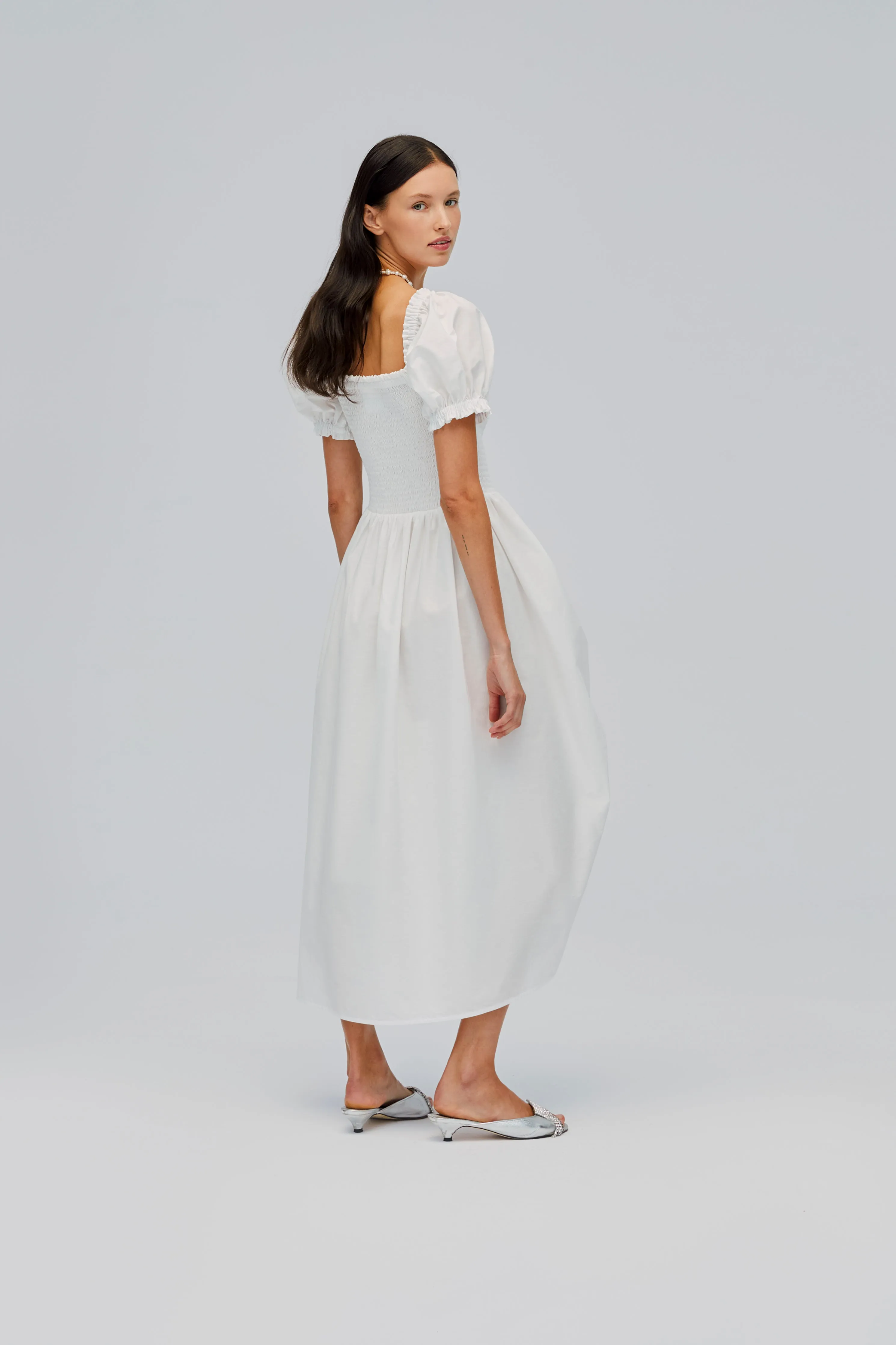 Belle Cotton Dress with Rose Detail in White sold by Sleeper product image thumbnail 5
