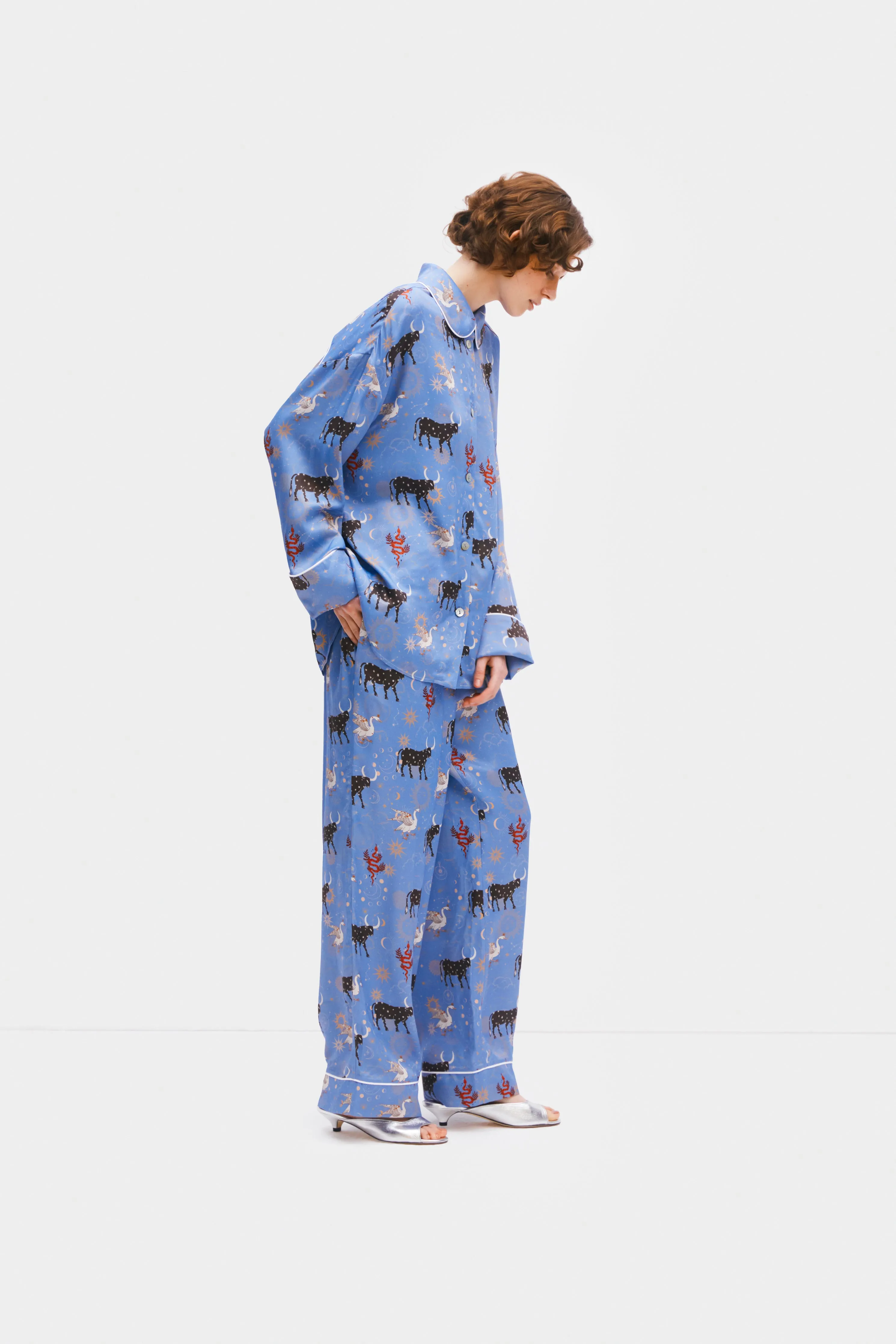 Pastelle Oversized Pants in Blue Mystic Print sold by Sleeper product image thumbnail 3