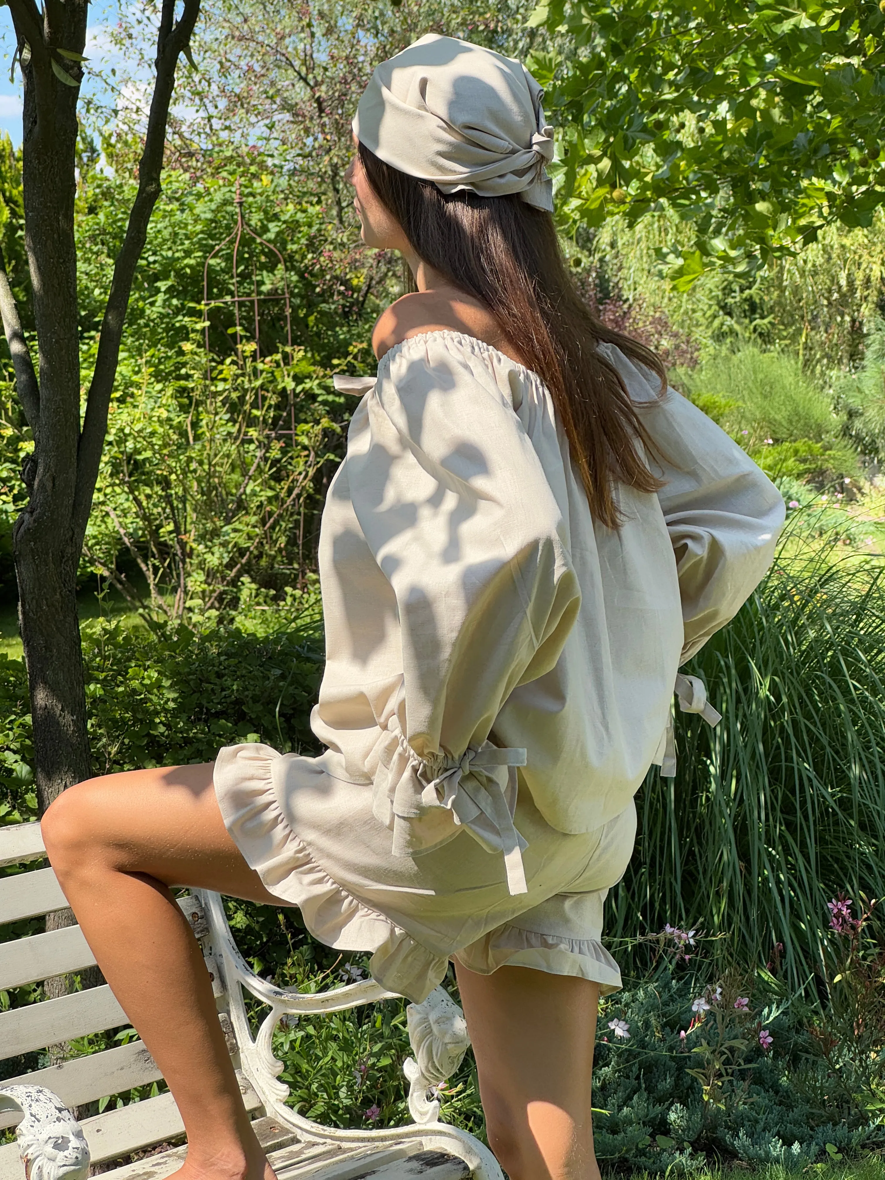 Cha-Cha Lounge Shorts with Headscarf in Beige sold by Sleeper product image thumbnail 2