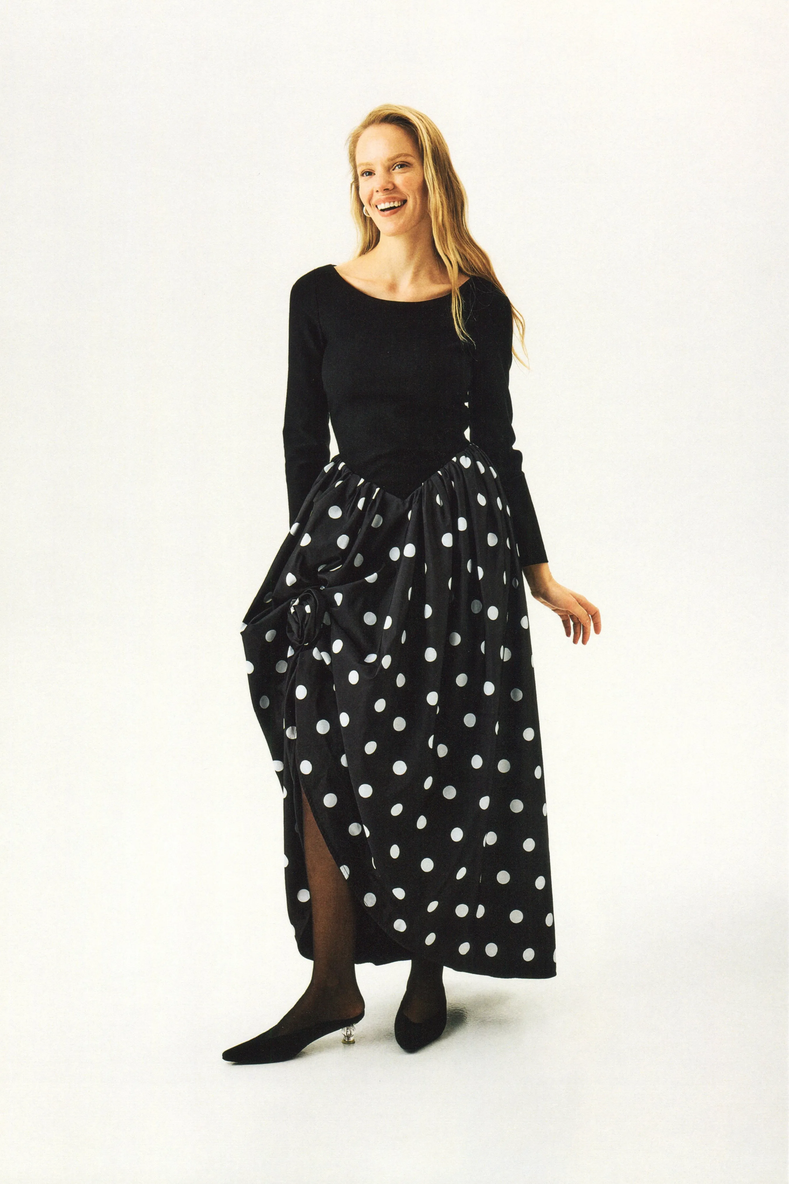 Aurora Maxi Dress in Black Polka Dot sold by Sleeper product image thumbnail 2