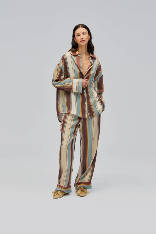 Pastelle Oversized Pants in Sage Stripes made by Sleeper