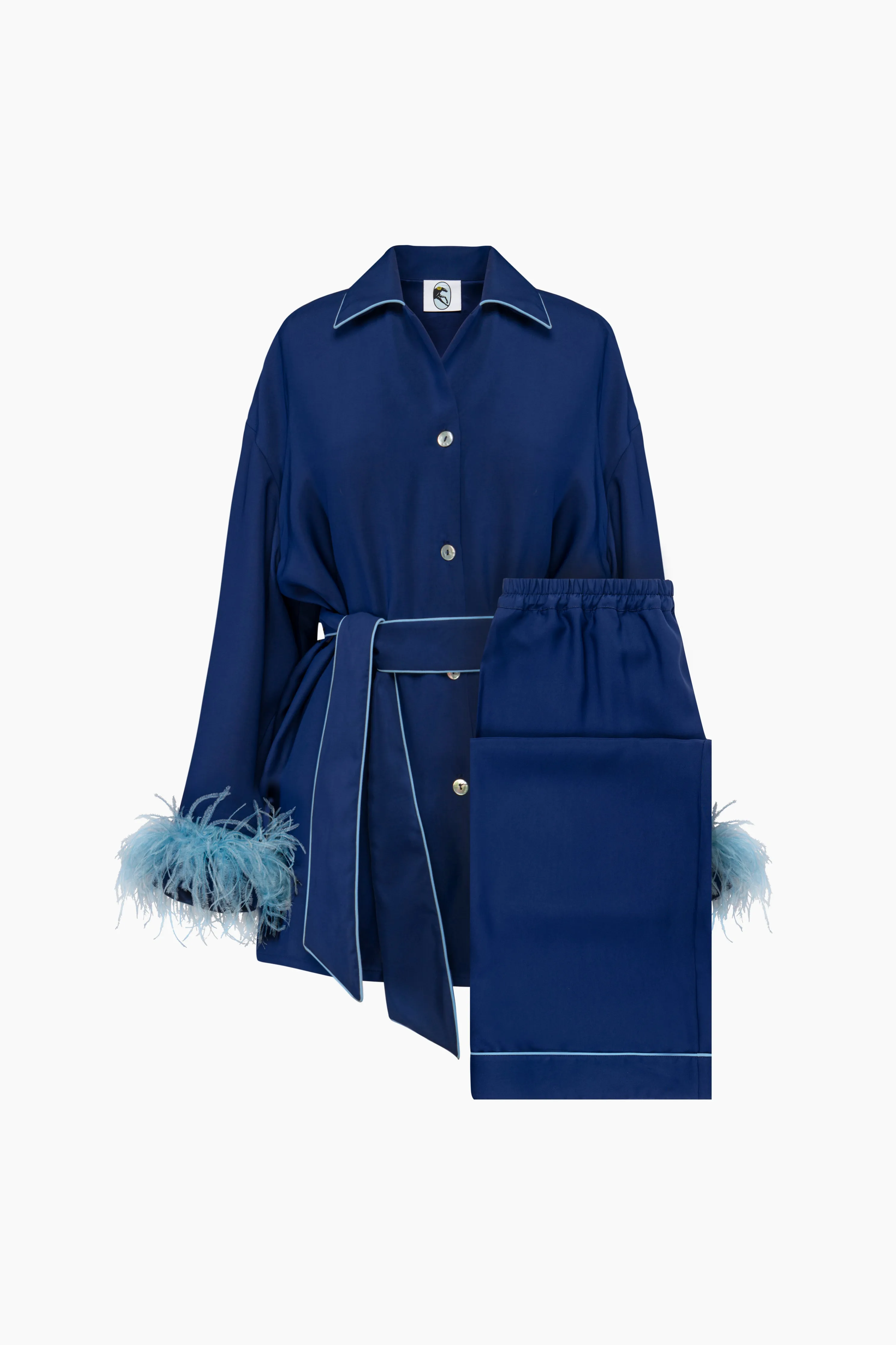 Miss Cat Belted Set with Detachable Feathers in Navy sold by Sleeper product image thumbnail 4