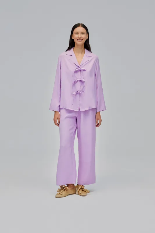The Bow Pajama Set in Lavender sold by Sleeper