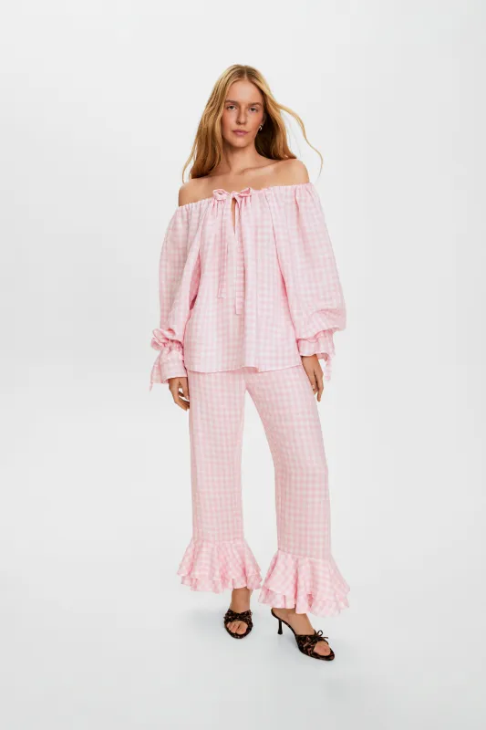 Cha-Cha Lounge Pants in Pink Vichy sold by Sleeper