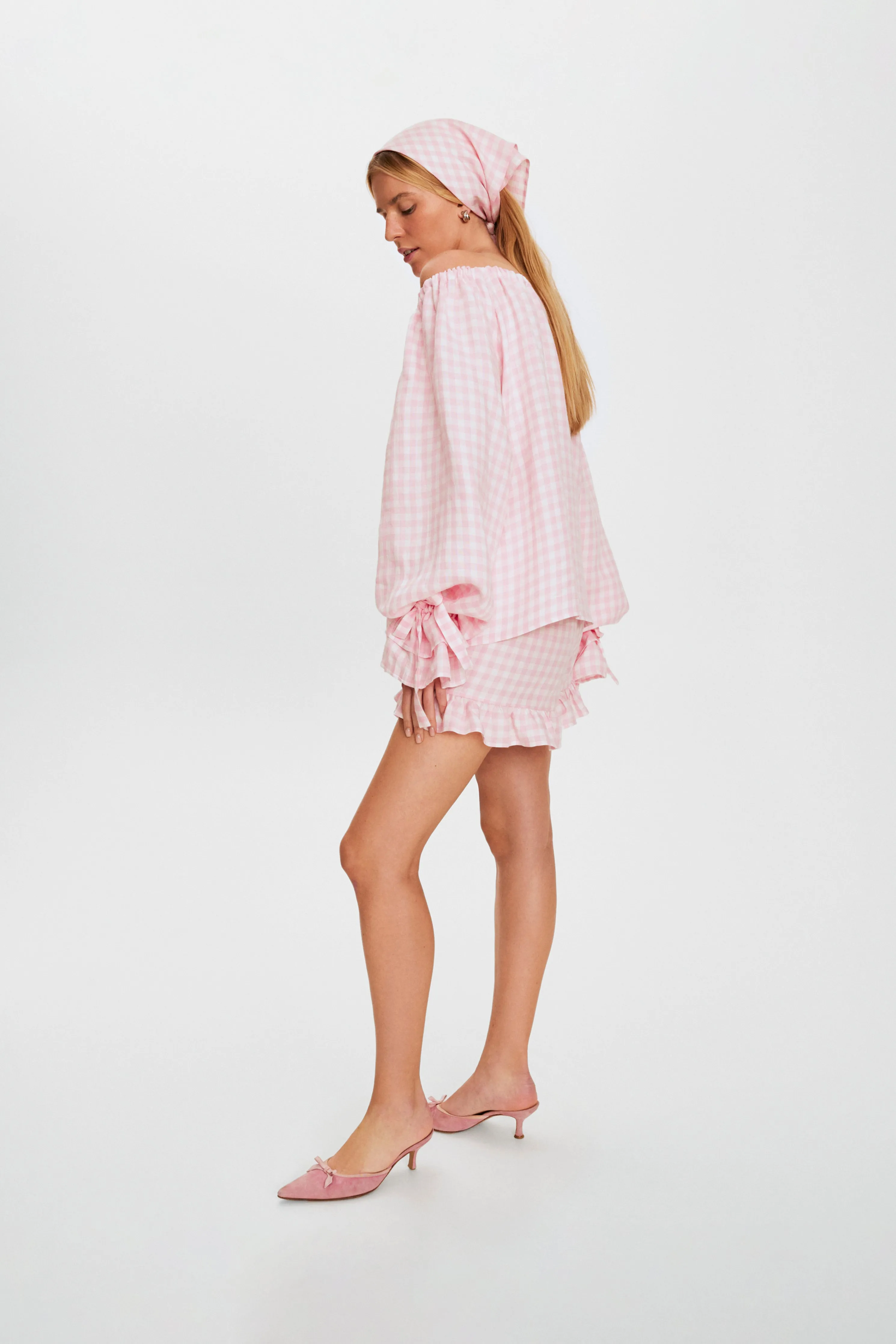 Cha-Cha Lounge Blouse in Pink Vichy sold by Sleeper product image thumbnail 4