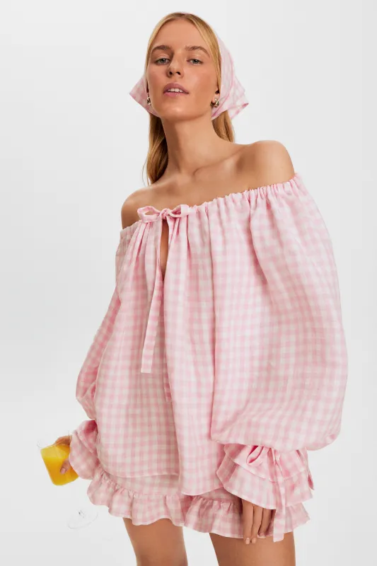Cha-Cha Lounge Blouse in Pink Vichy made by Sleeper
