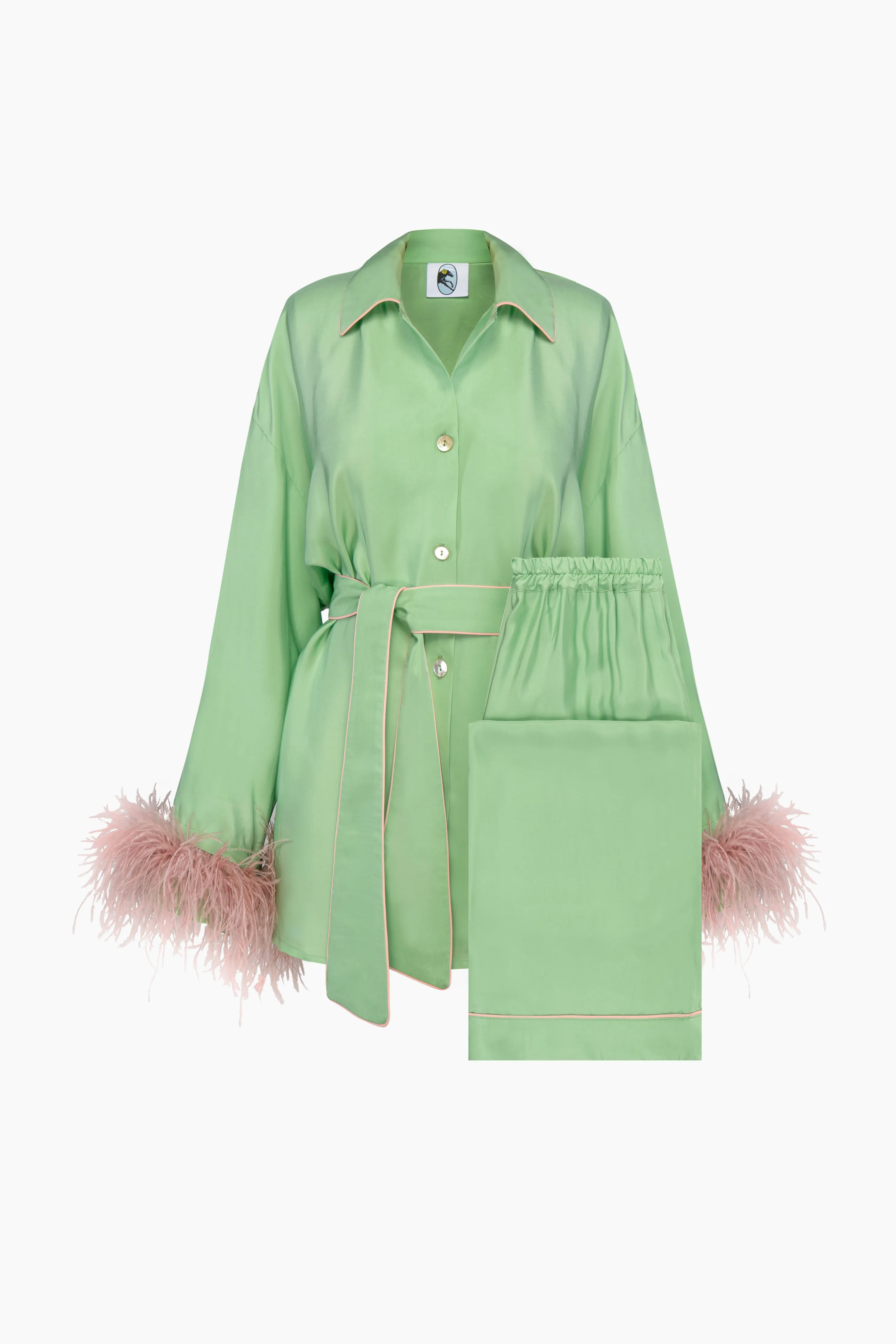 Miss Cat Belted Set with Detachable Feathers in Mint sold by Sleeper product image thumbnail 3