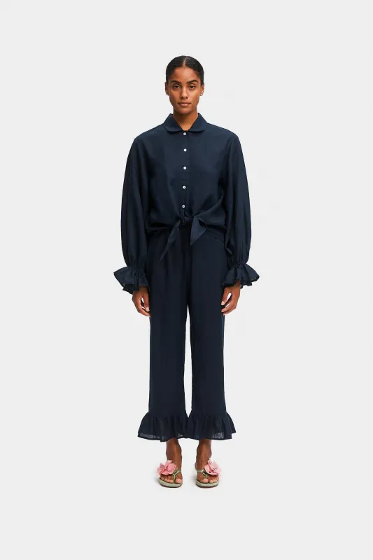 Rumba Linen Lounge Suit in Navy sold by Sleeper