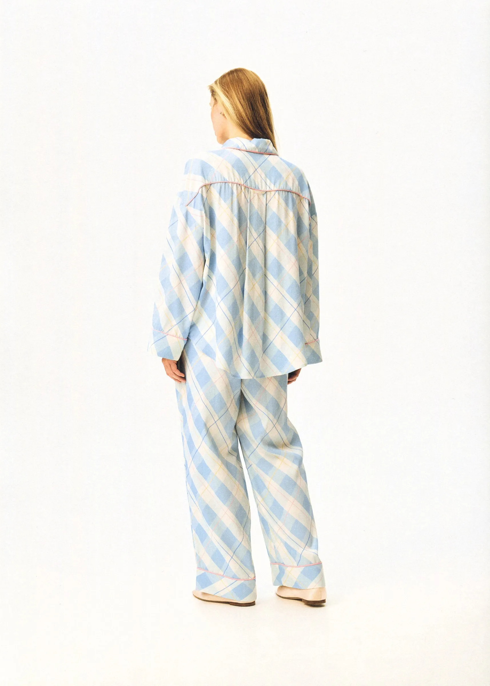 Pastelle Oversized Pants in Blue Plaid sold by Sleeper product image thumbnail 2