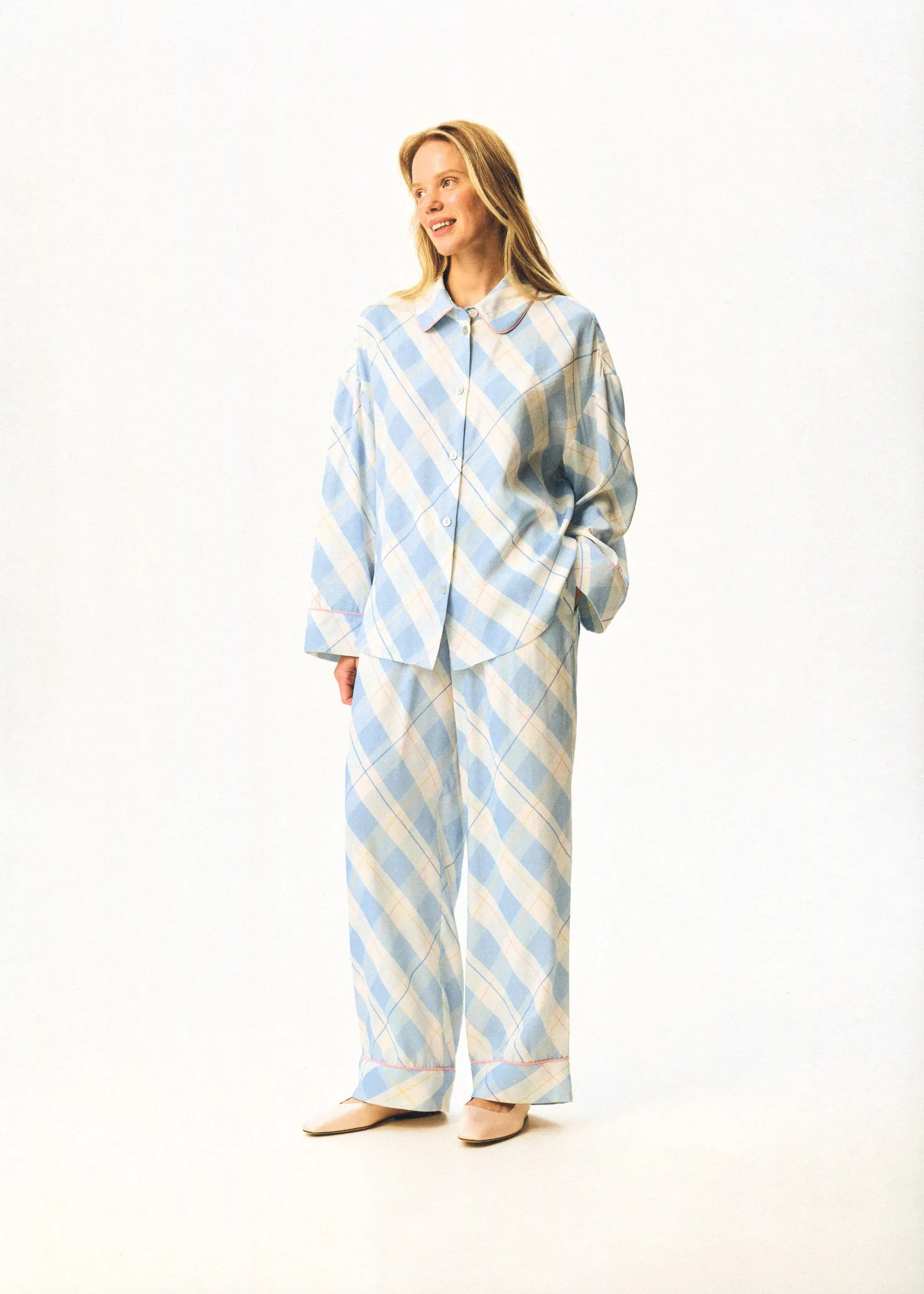 Pastelle Oversized Pants in Blue Plaid sold by Sleeper