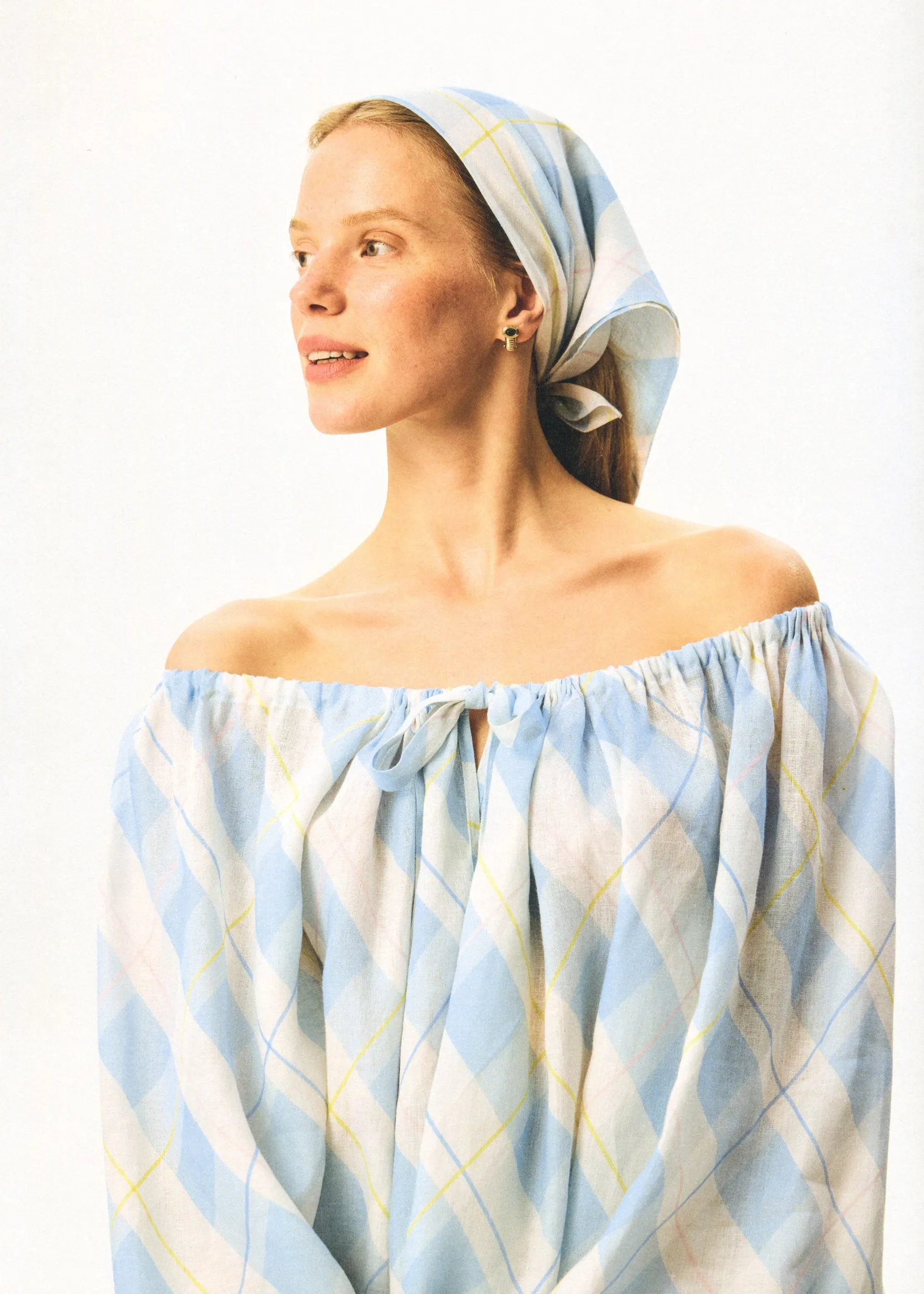 Cha-Cha Lounge Blouse in Blue Plaid sold by Sleeper product image thumbnail 5