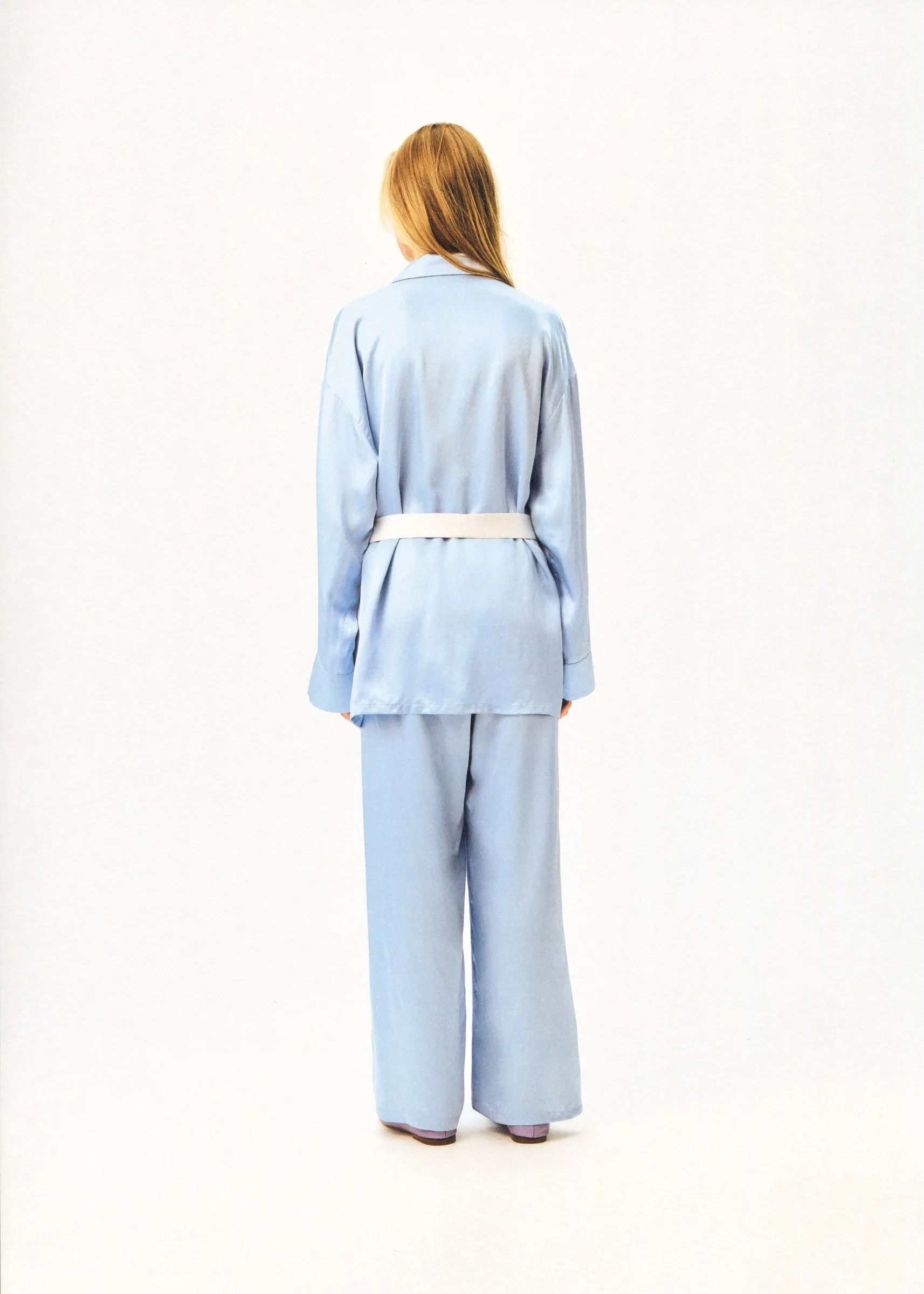 The Rose Oversized Pajama Set in Blue with White trim sold by Sleeper product image thumbnail 3