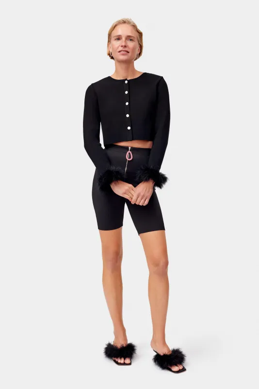 Knitted Cardigan with Detachable Feathers in Black sold by Sleeper