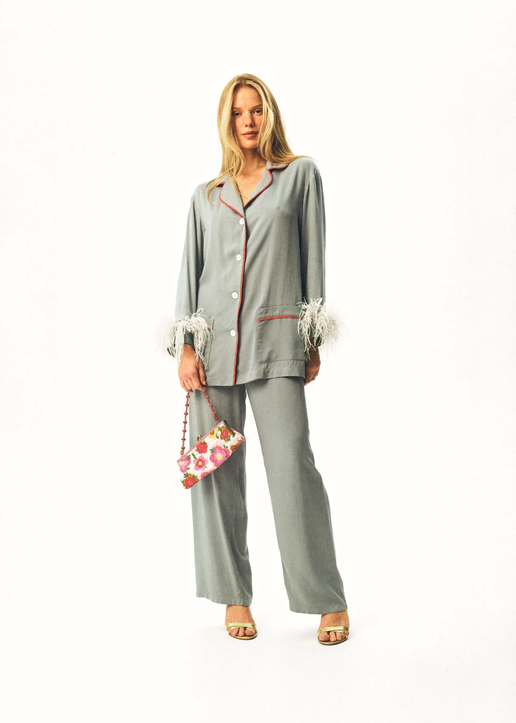 Iconic Party Pajama Suit with Feathers sold by Sleeper