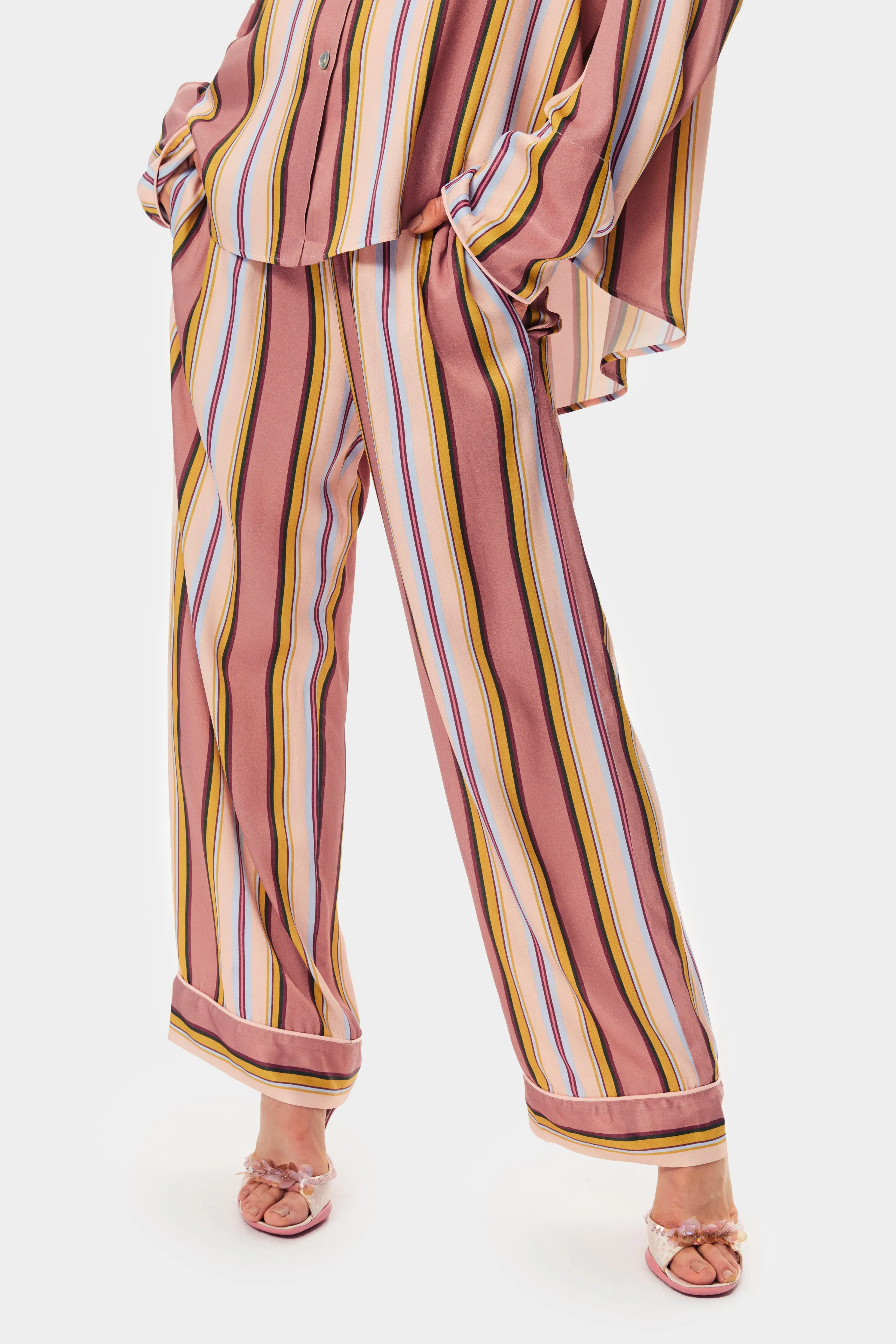 Pastelle Oversized Pants in Blush Stripes sold by Sleeper product image thumbnail 2