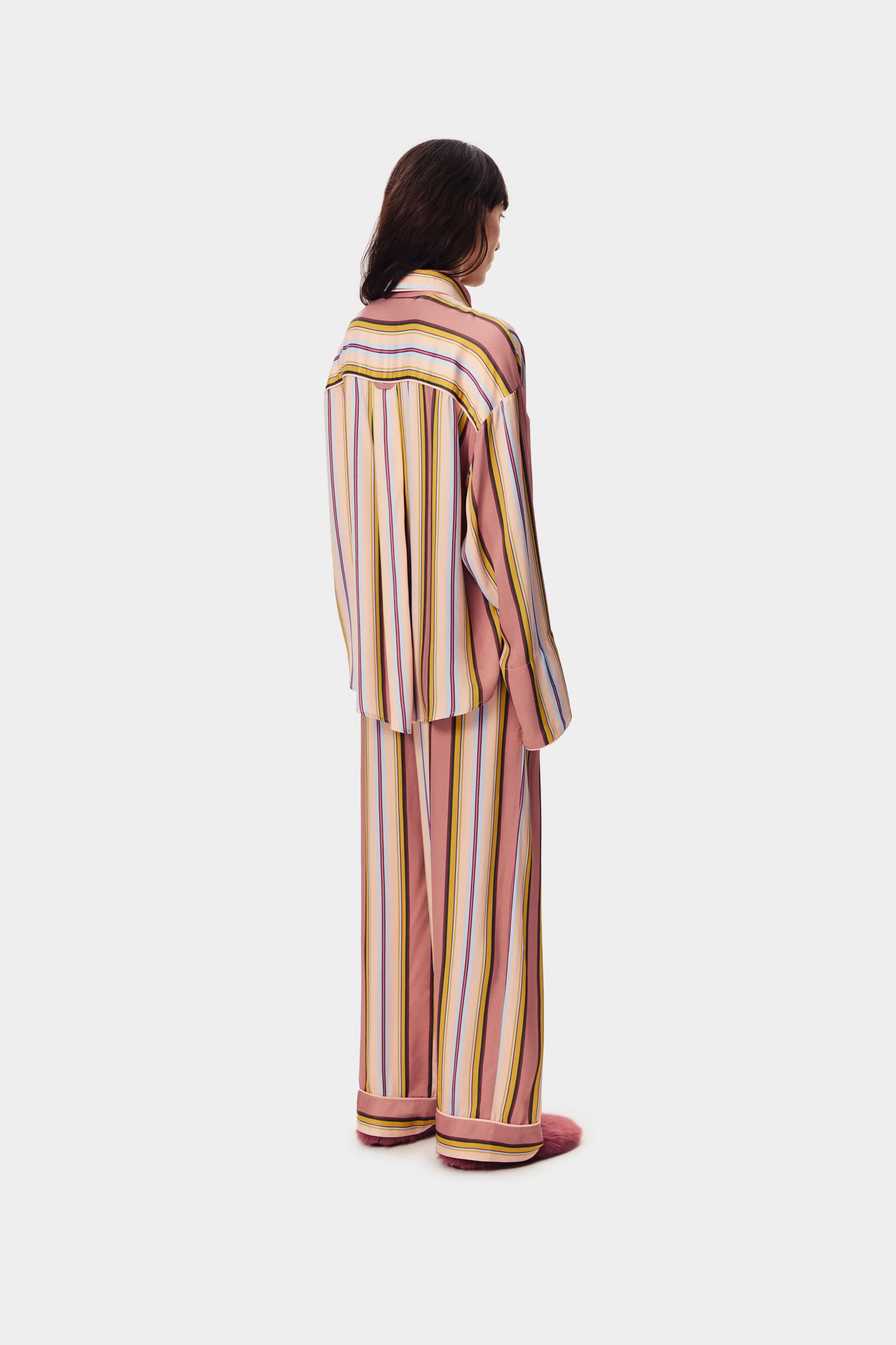 Pastelle Oversized Pants in Blush Stripes sold by Sleeper product image thumbnail 5