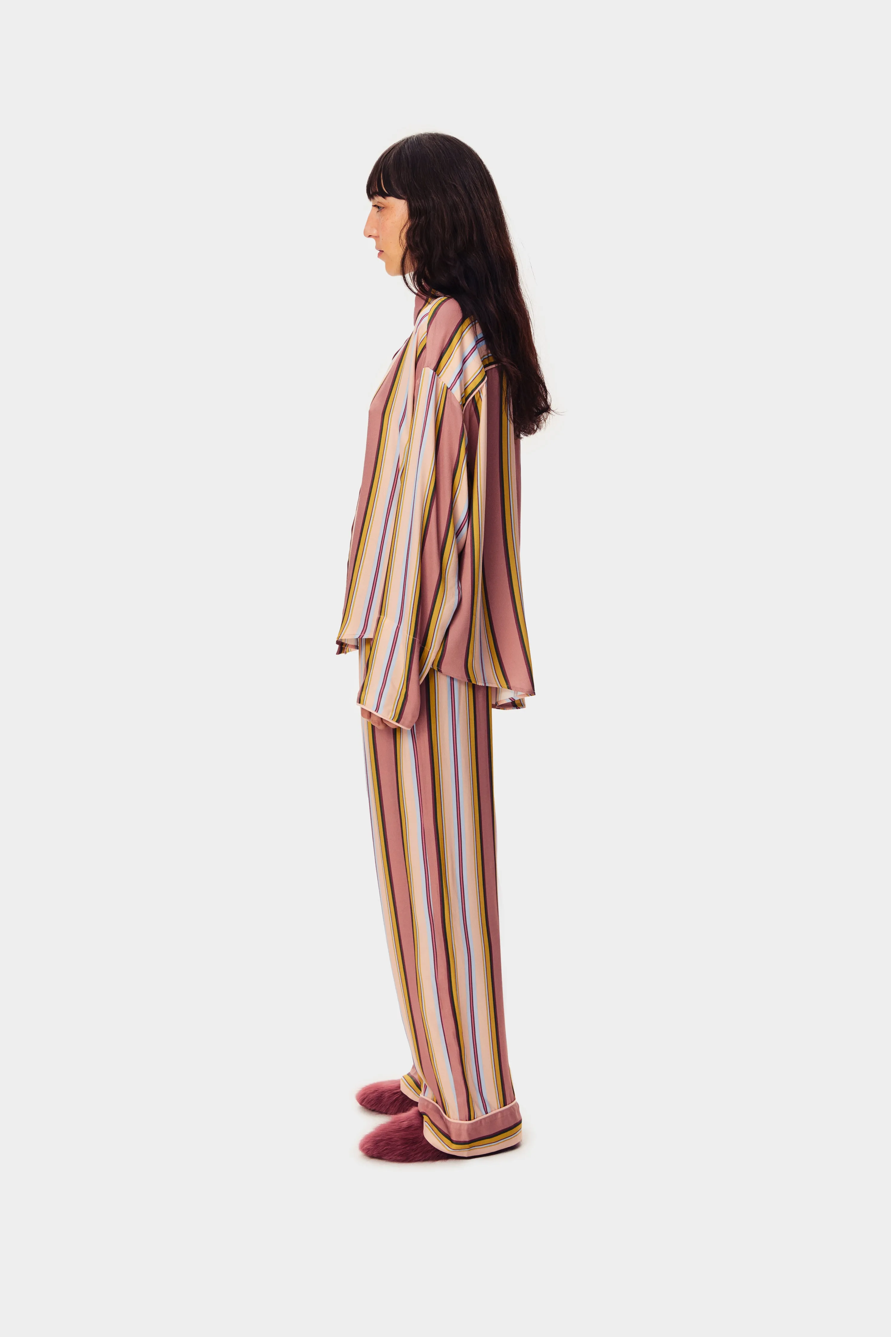 Pastelle Oversized Pants in Blush Stripes sold by Sleeper product image thumbnail 4