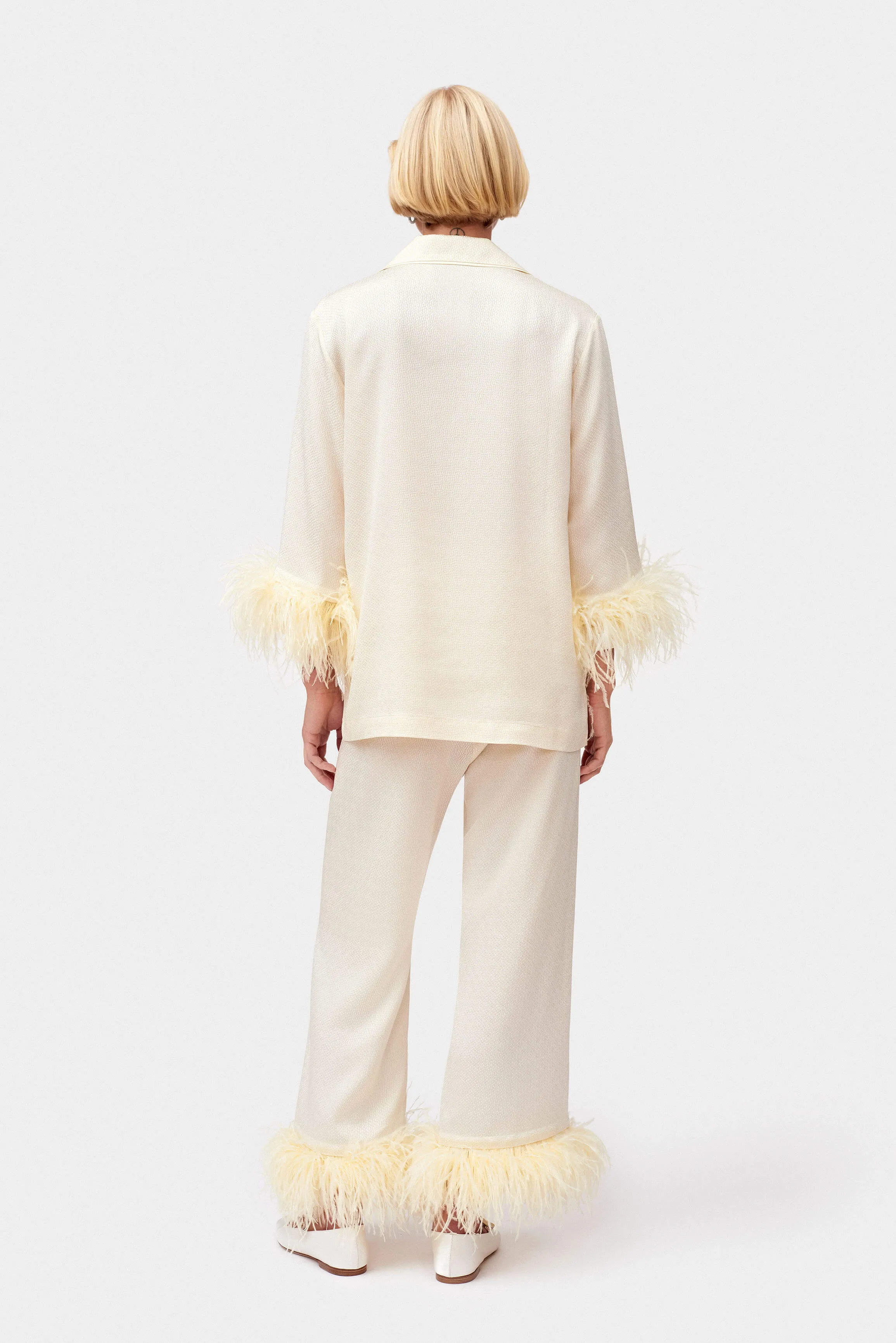 Jacquard Pajama Set with Feathers in White sold by Sleeper product image thumbnail 3