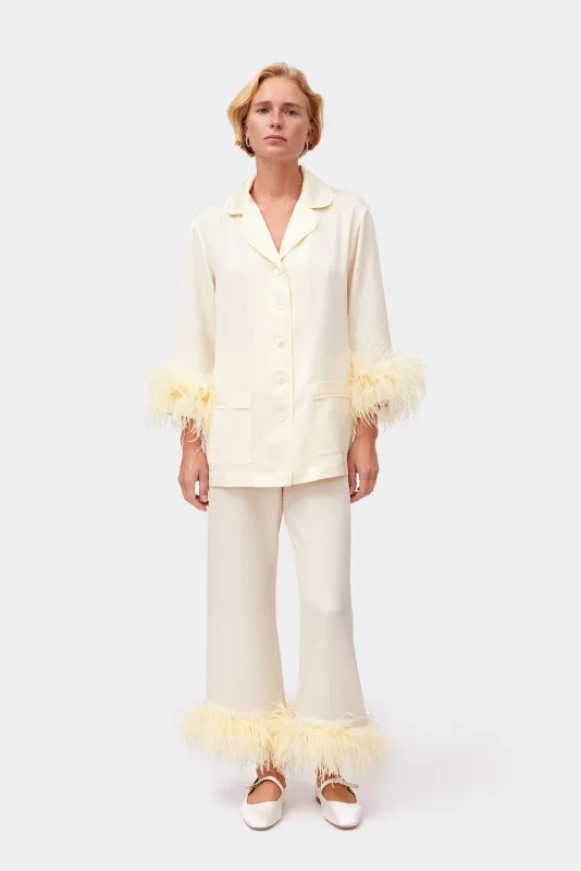 Jacquard Pajama Set with Feathers in White made by Sleeper