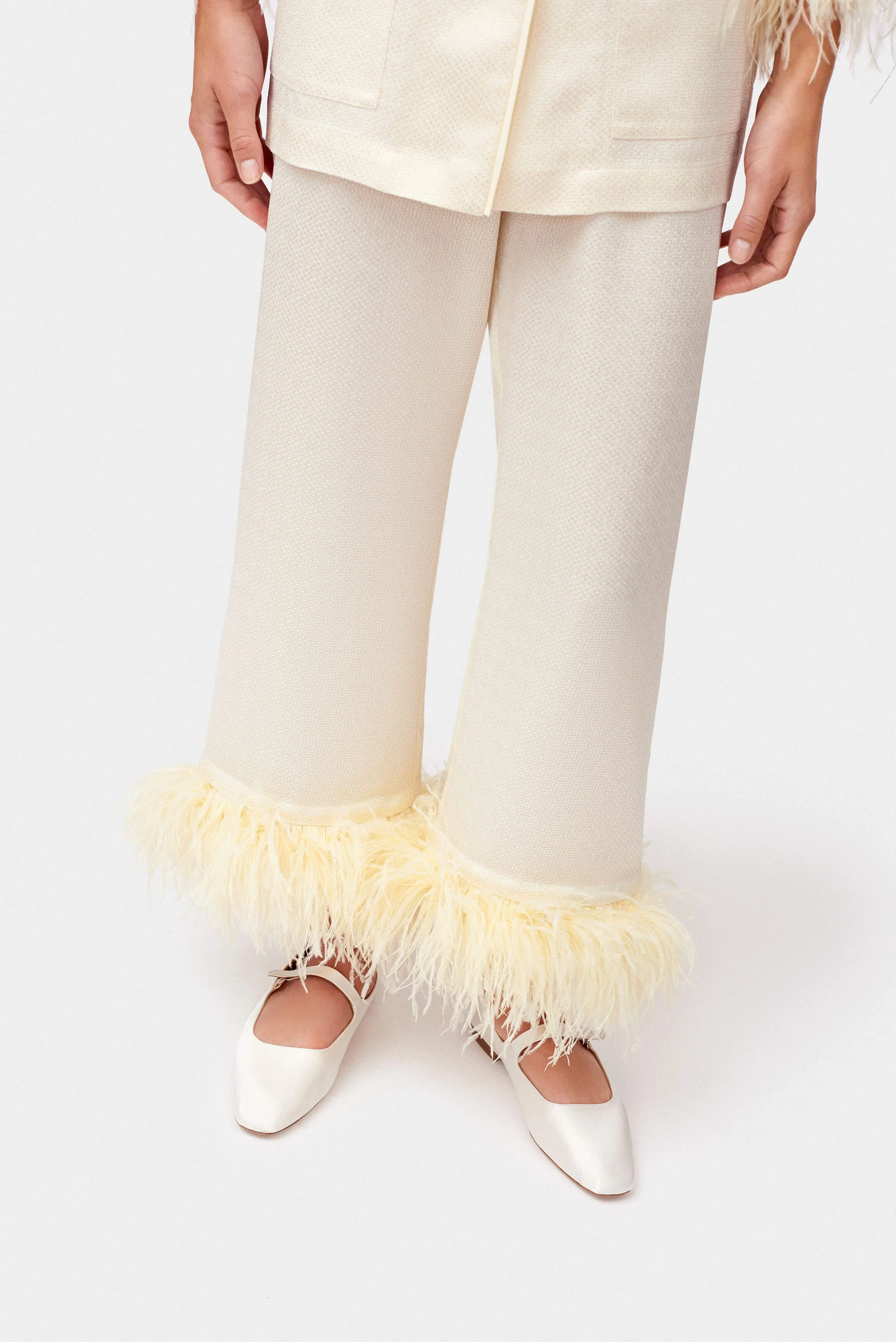 Jacquard Pajama Set with Feathers in White sold by Sleeper product image thumbnail 5