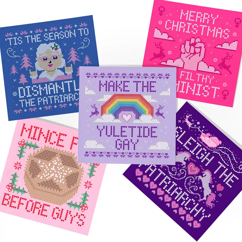 Knitted Feminist Christmas Cards (5 Pack) sold by The Spark Company