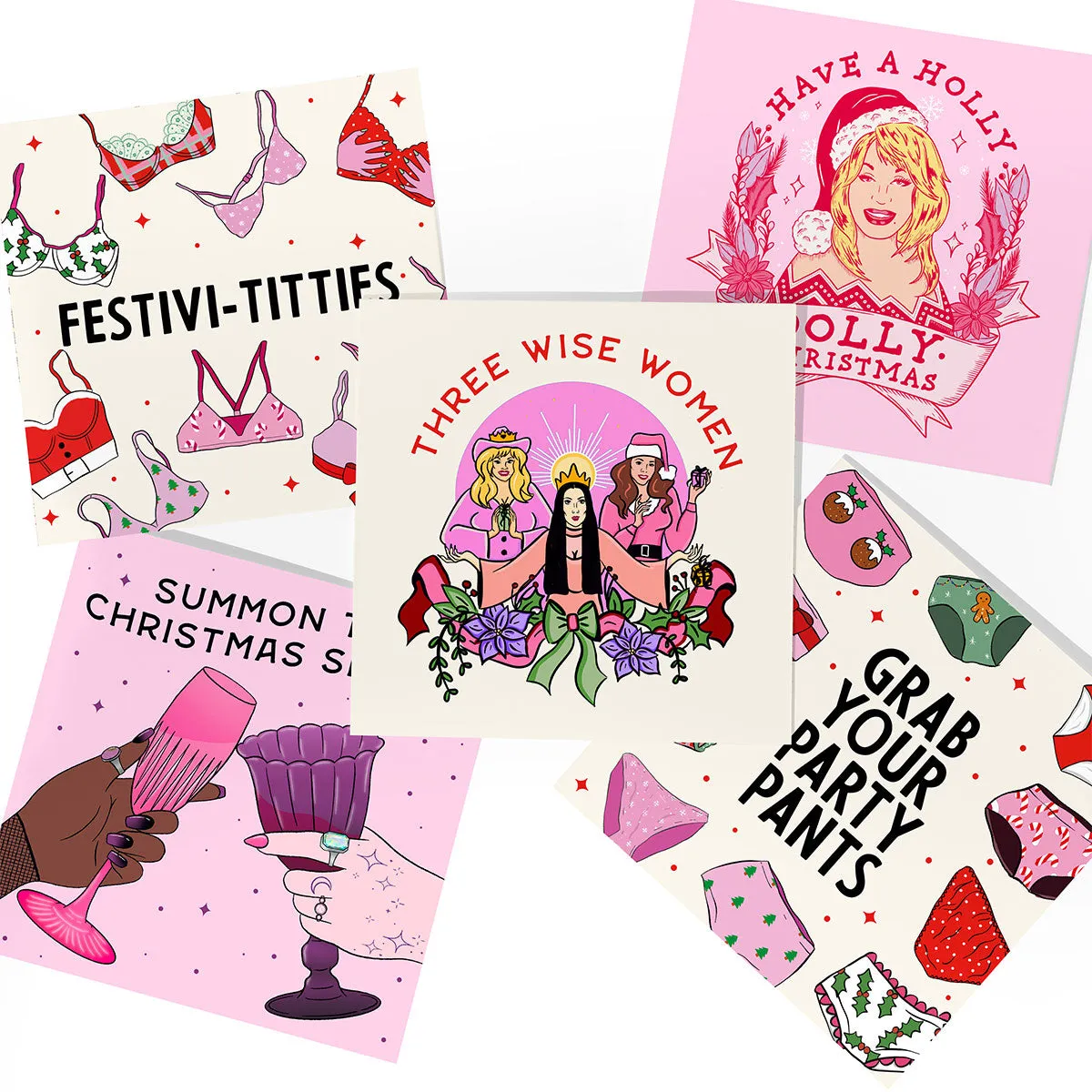 Mixed Feminist Christmas Cards (5 Pack) sold by The Spark Company