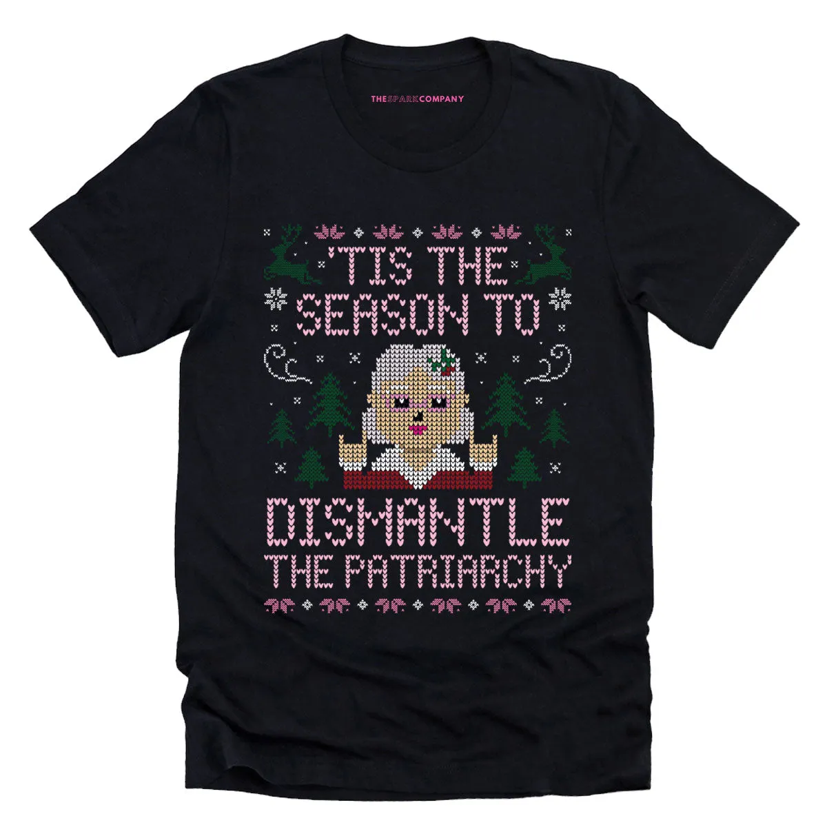 Tis The Season To Dismantle The Patriarchy Ugly Christmas T-Shirt sold by The Spark Company product image thumbnail 4