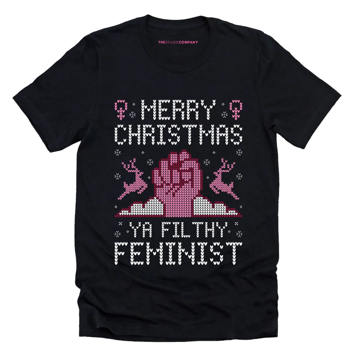 Merry Christmas Ya Filthy Feminist Ugly Christmas T-Shirt sold by The Spark Company product image thumbnail 3