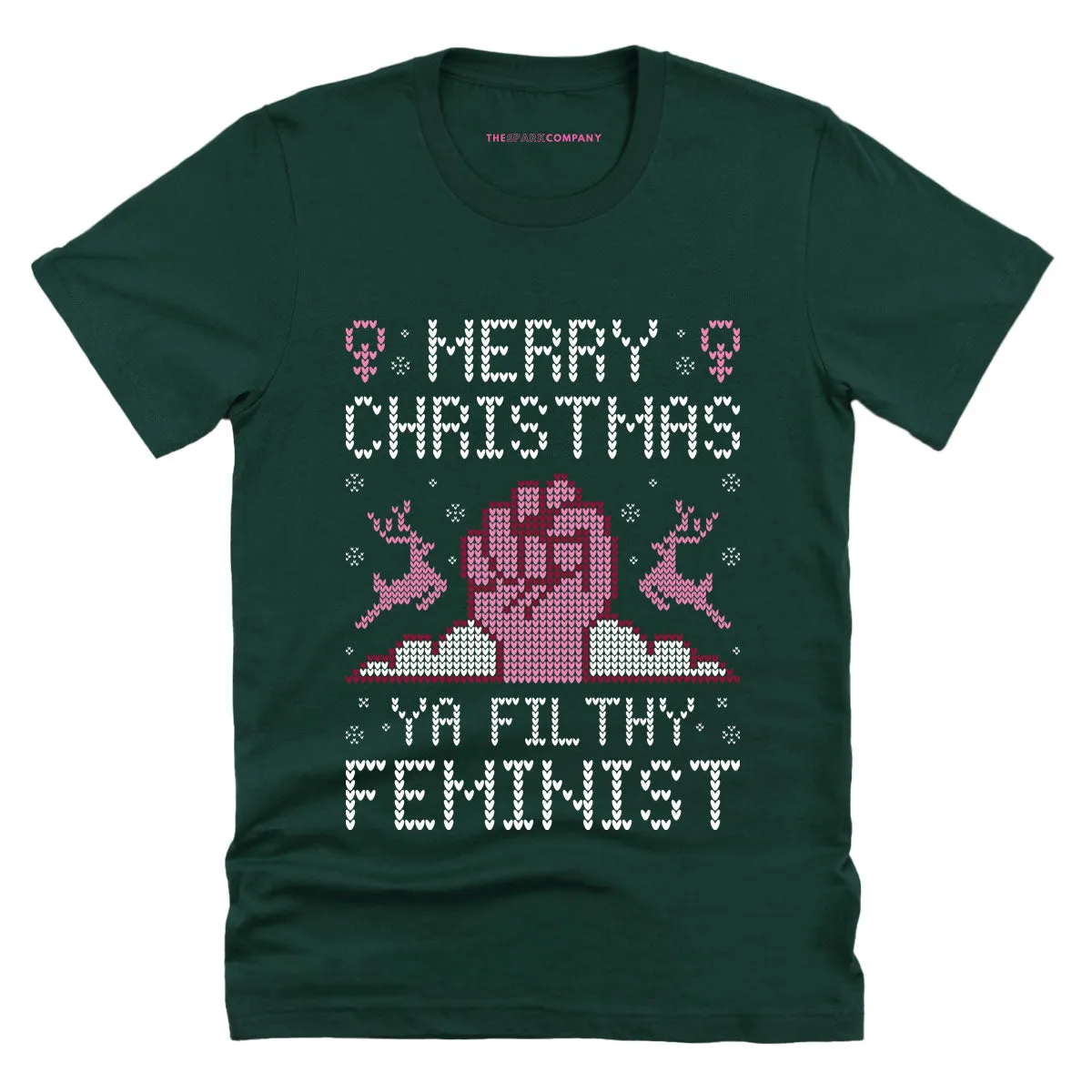Merry Christmas Ya Filthy Feminist Ugly Christmas T-Shirt sold by The Spark Company product image thumbnail 4