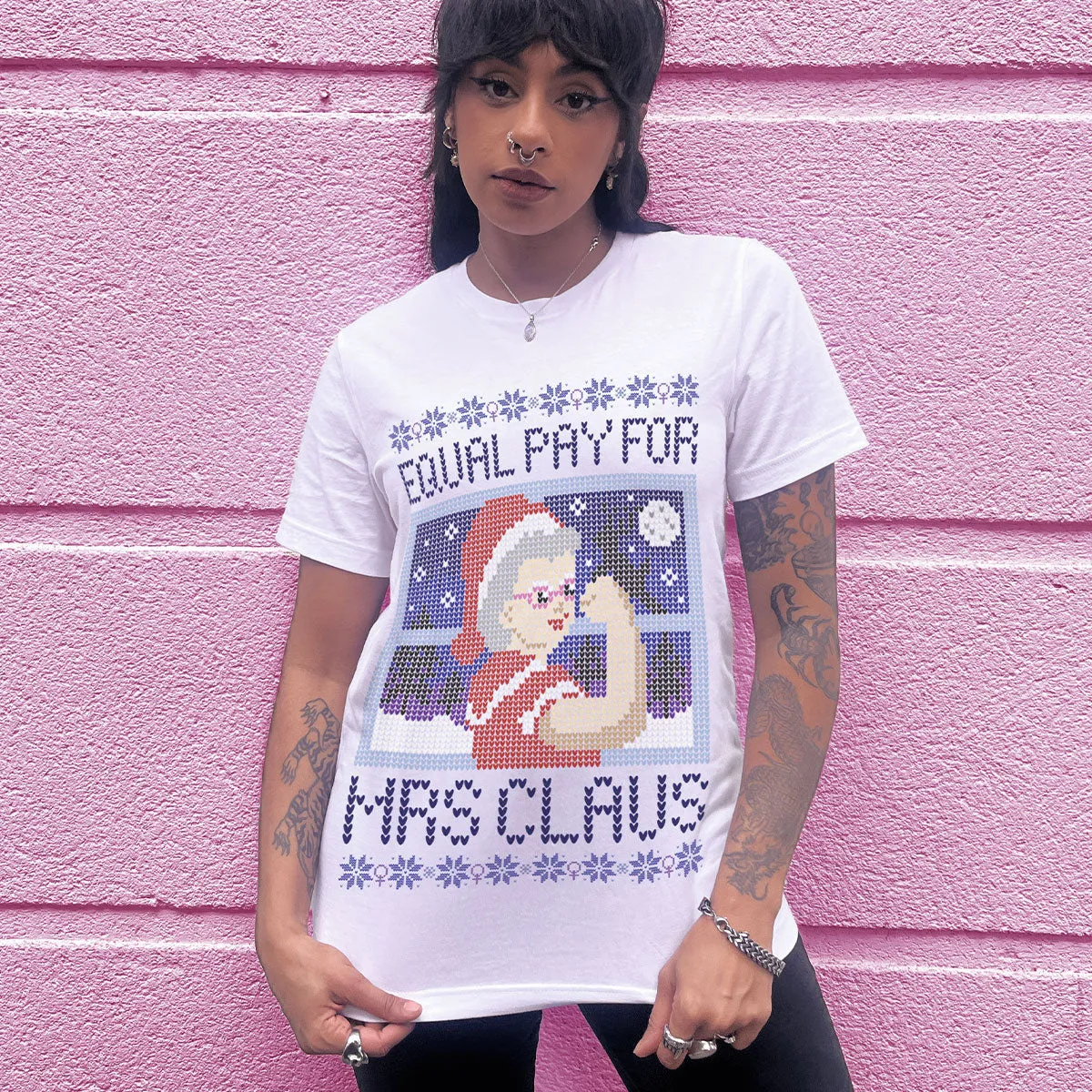 Equal Pay For Mrs Claus Ugly Christmas T-Shirt sold by The Spark Company product image thumbnail 2